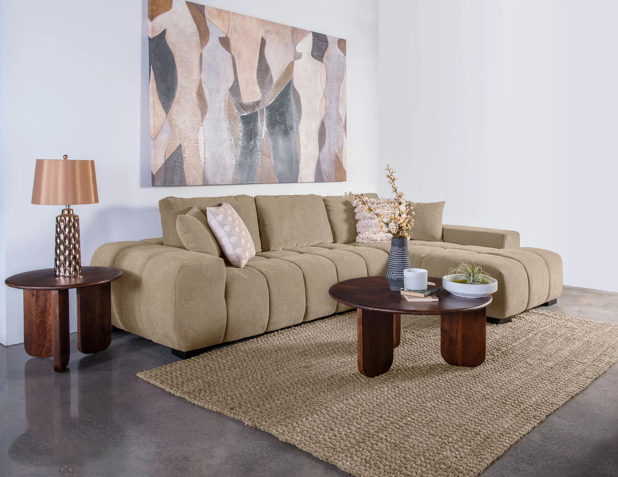 Octavia Upholstered Sectional Chaise Sofa Camel - Image 4