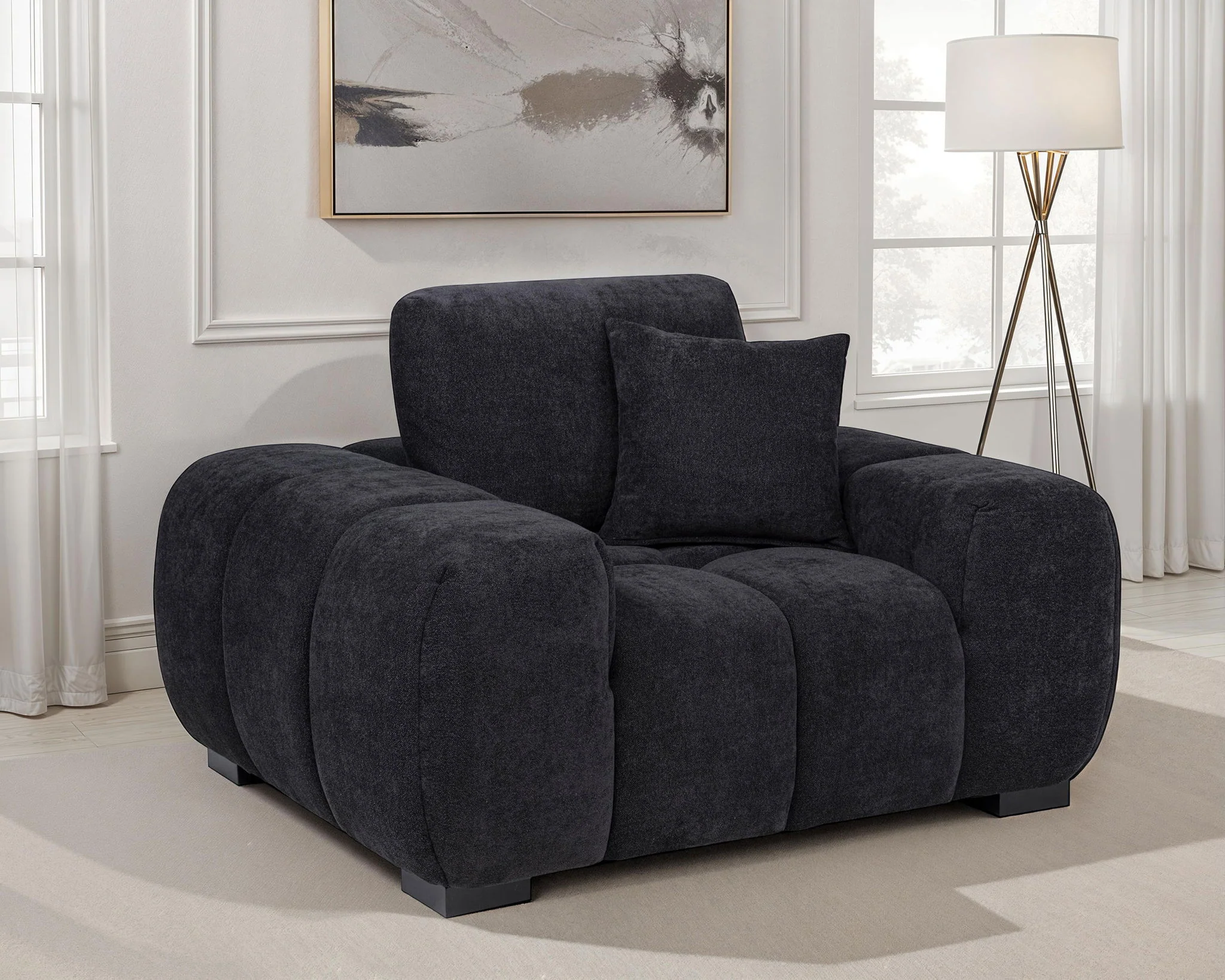Octavia Upholstered Track Arm Accent Chair Black - Image 4