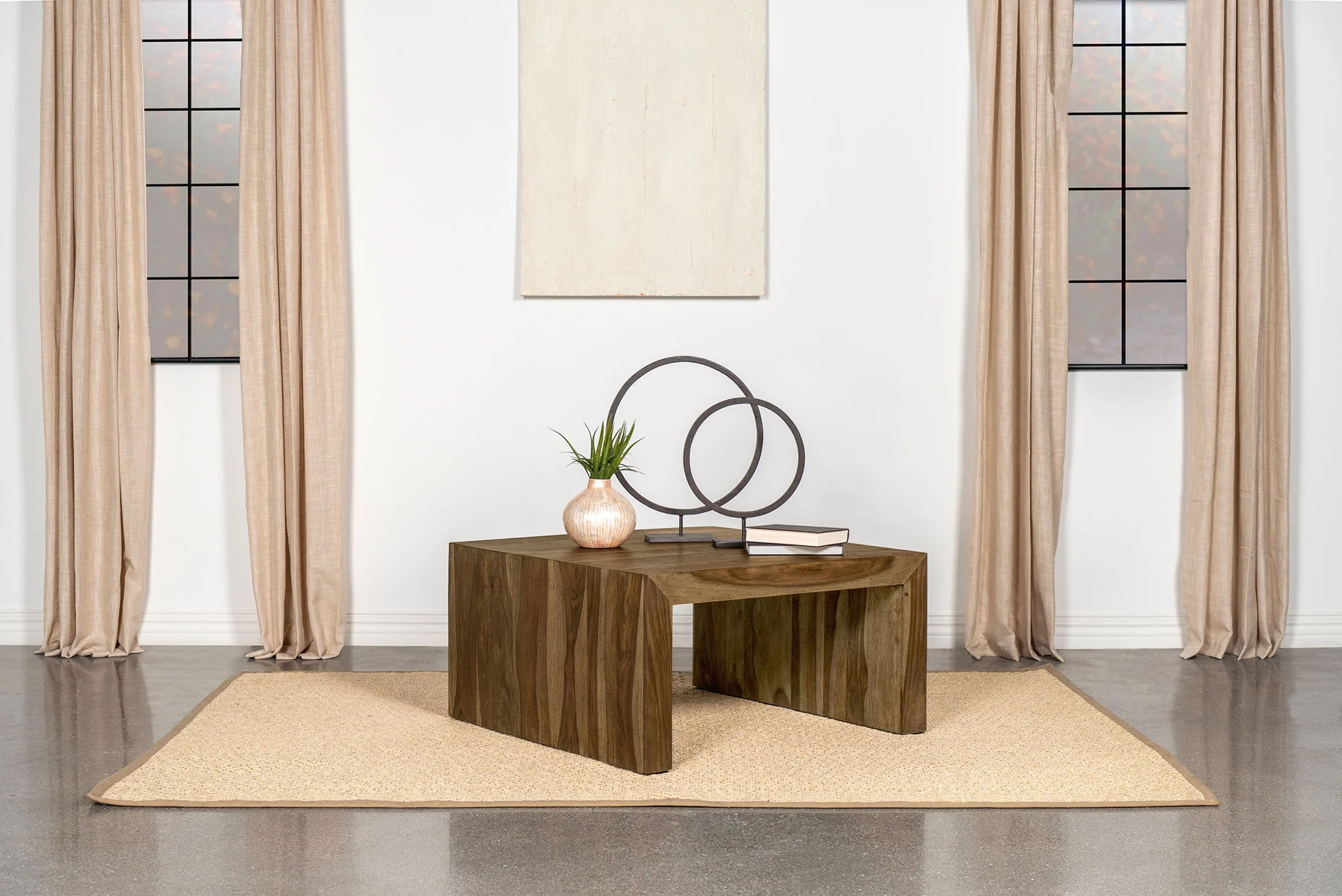 Odilia Square Solid Wood Coffee Table Auburn - Image 3