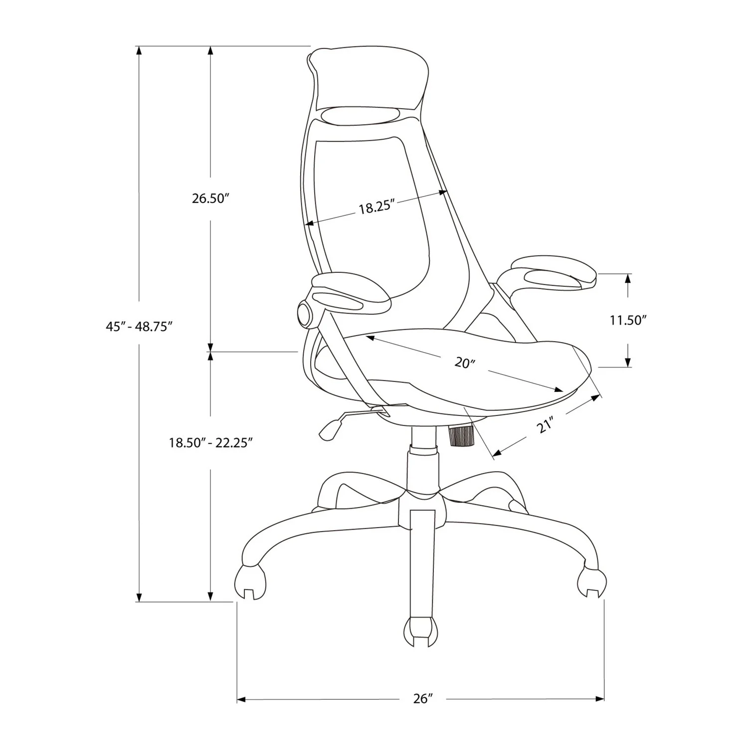 Office Chair, Adjustable Height, Swivel, Ergonomic, Armrests, Contemporary & Modern - Image 5