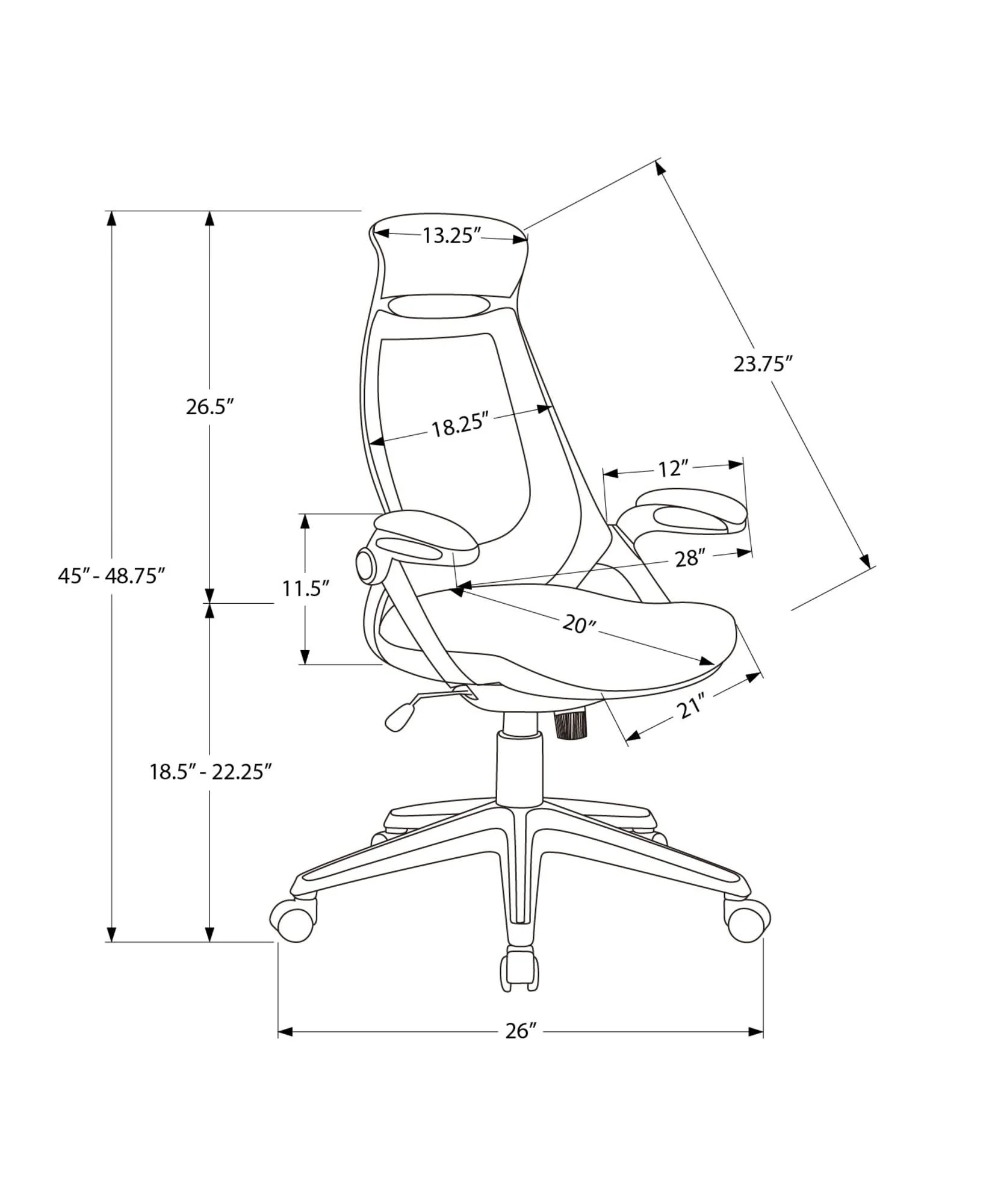Office Chair, Adjustable Height, Swivel, Ergonomic, Armrests, Contemporary & Modern - Image 6