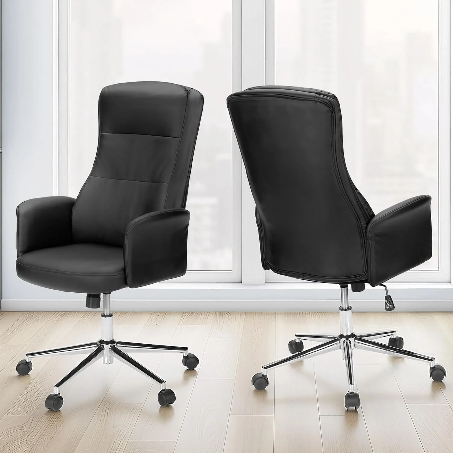 Office Chair With Adjustable Height, Ergonomic Design - Black - Image 4