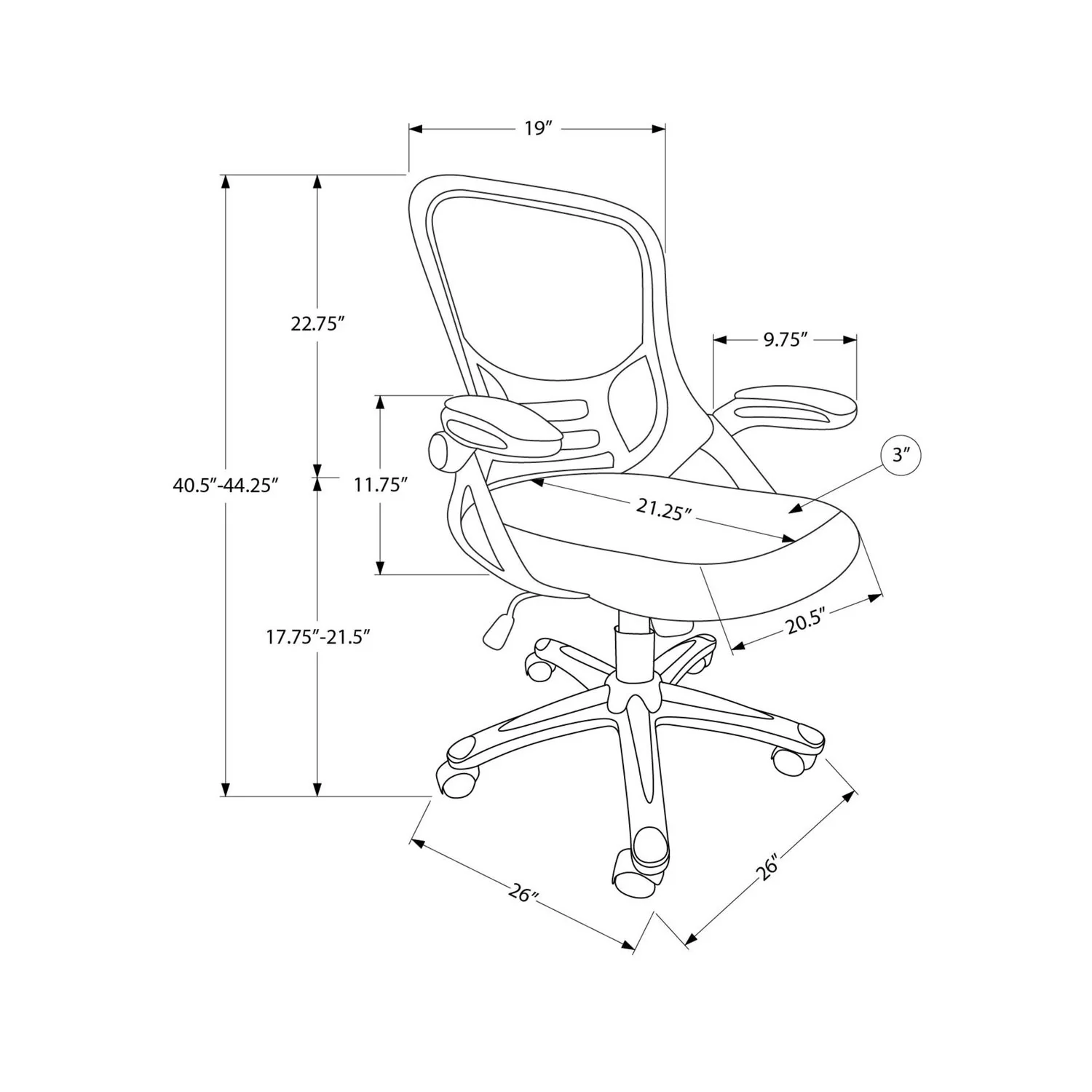 Office Chair With Adjustable Height For Workspaces - Black - Image 4