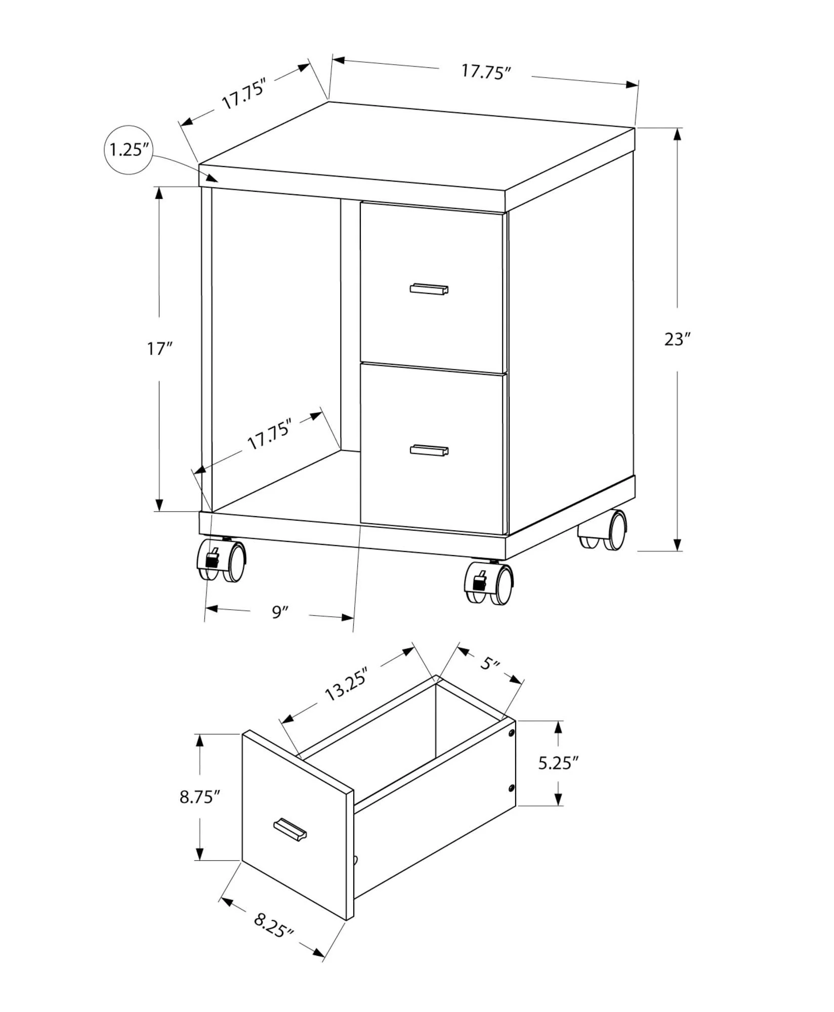 Office, File Cabinet, Printer Cart, Rolling File Cabinet, Mobile, Storage, Contemporary & Modern - Image 3