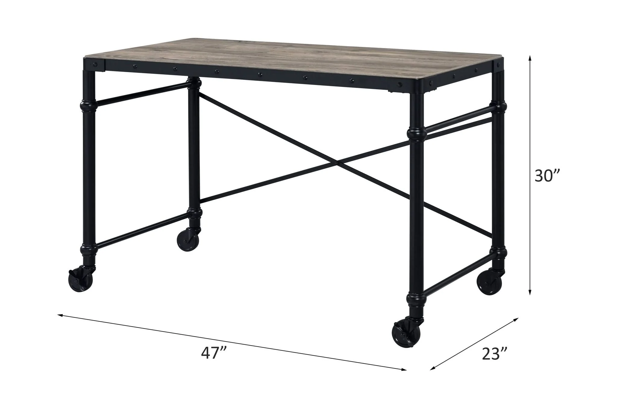 Oklarth - Rustic Writing Desk - Black / Oak - Image 4
