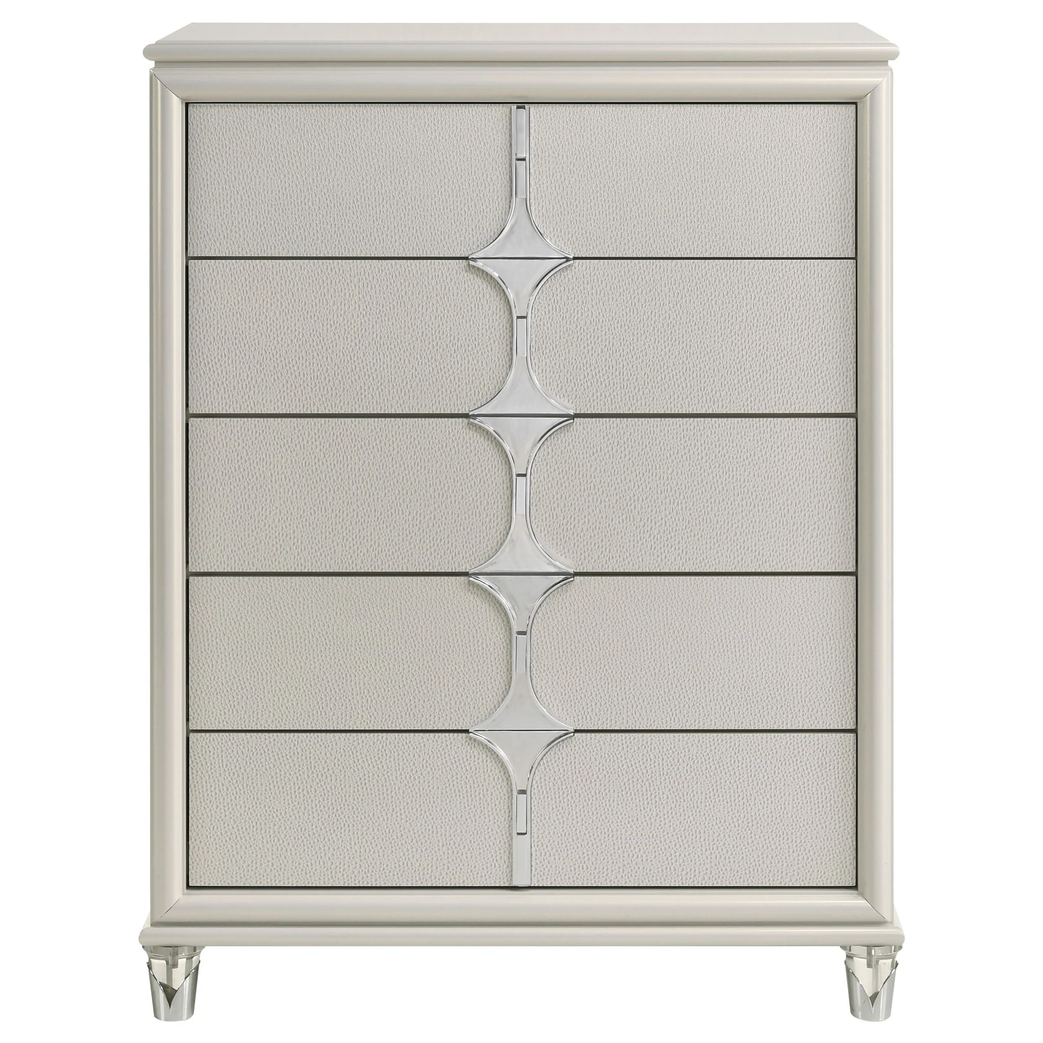 Olivia 5-drawer Bedroom Chest of Drawers Pearl White - Image 2
