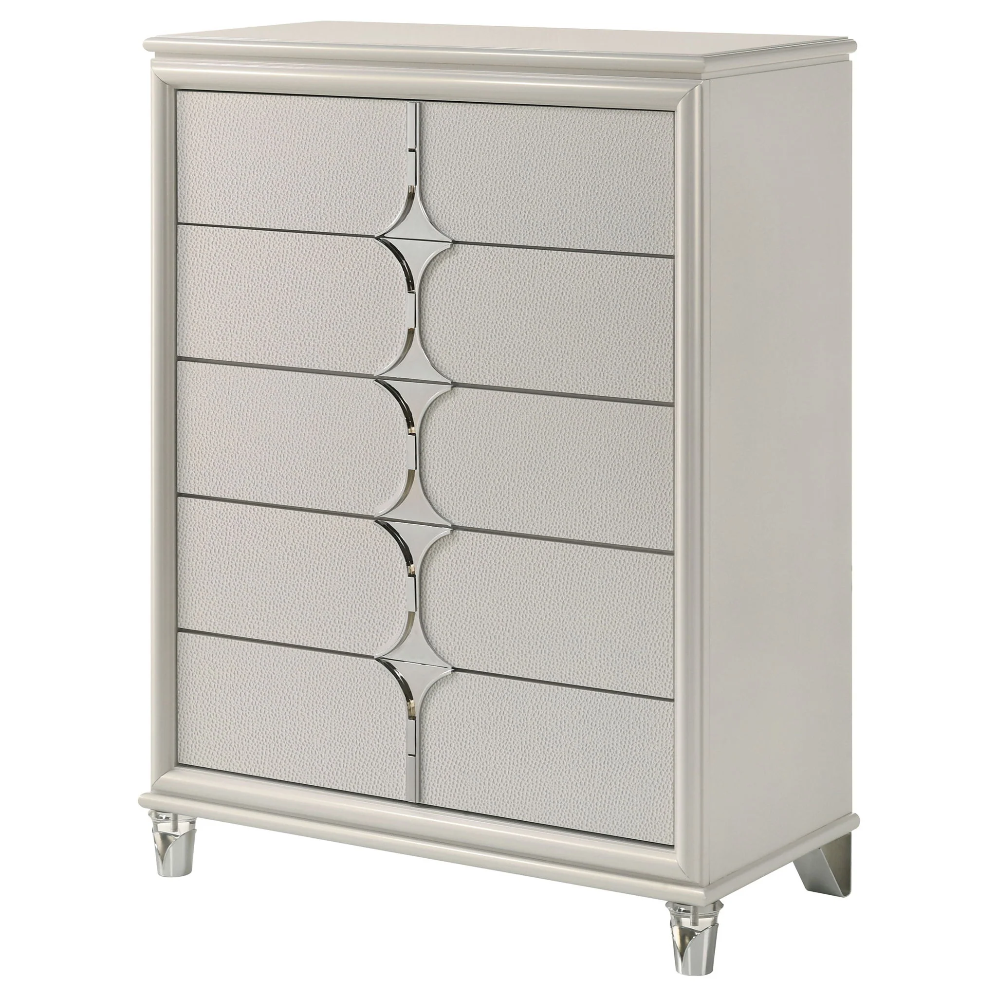 Olivia 5-drawer Bedroom Chest of Drawers Pearl White - Image 3