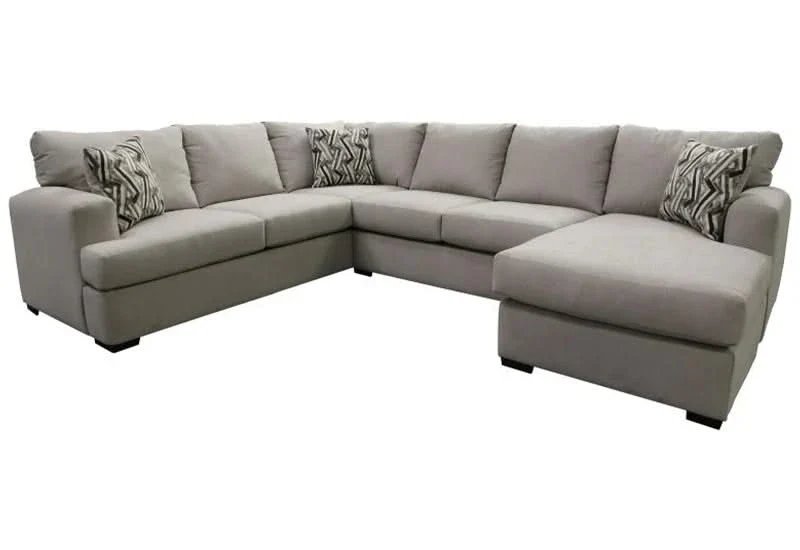 Olivia Light Gray Contemporary 2 PC Sectional with Chaise and Accent Pillows - Image 2