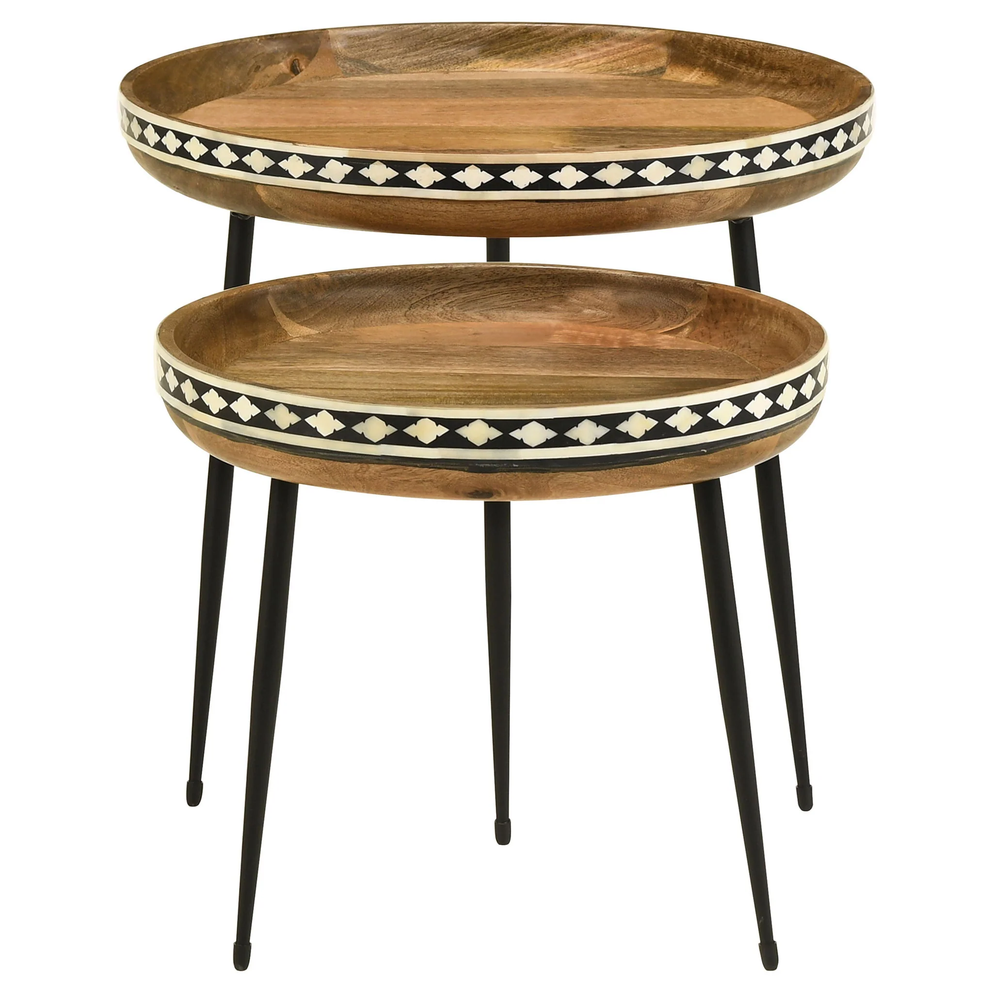 Ollie 2-piece Solid Wood Bone Inlay Nesting Table Natural - Image 4