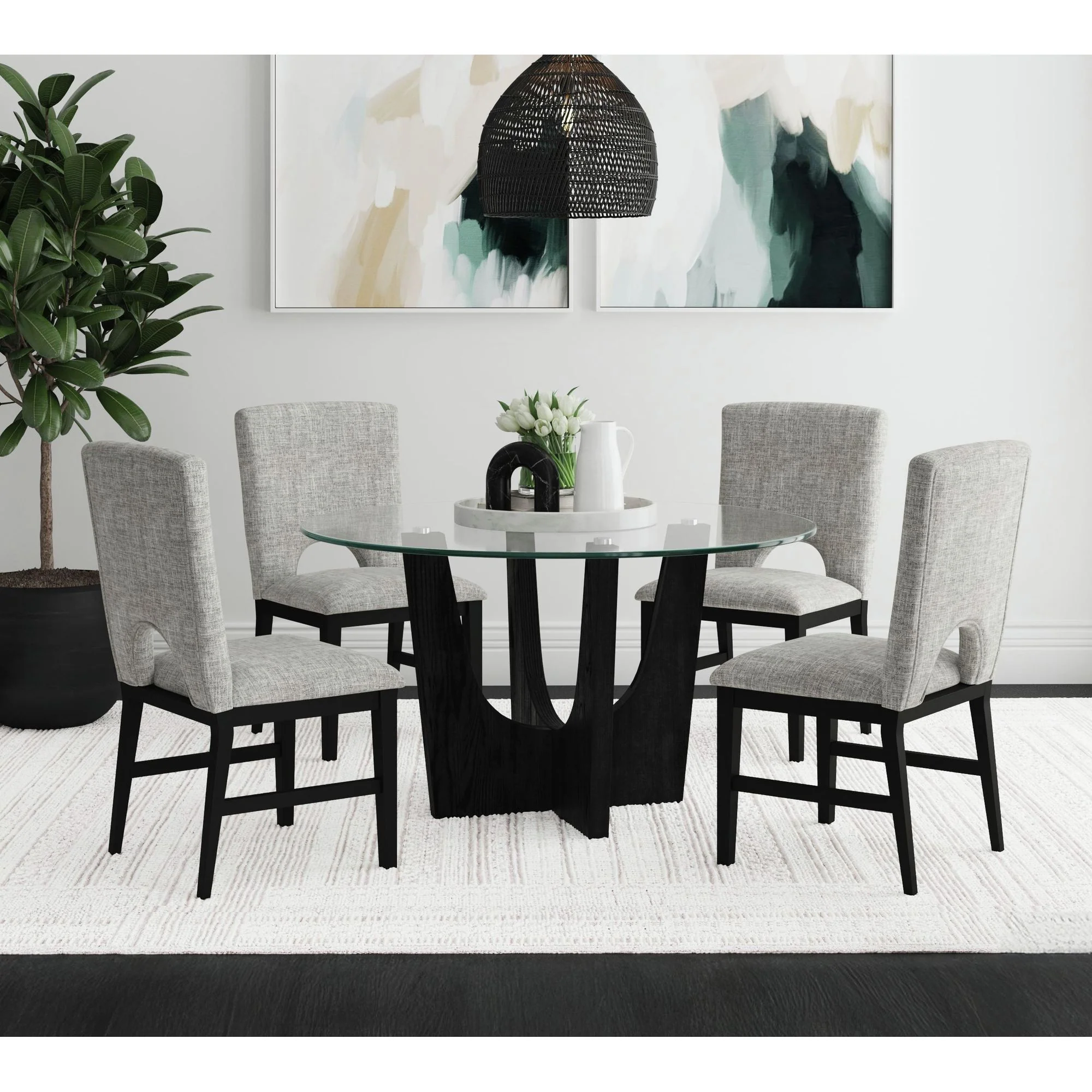 Oregon - 5 Piece Standard Height Dining Set (Round Table And Four Chairs) - Image 8