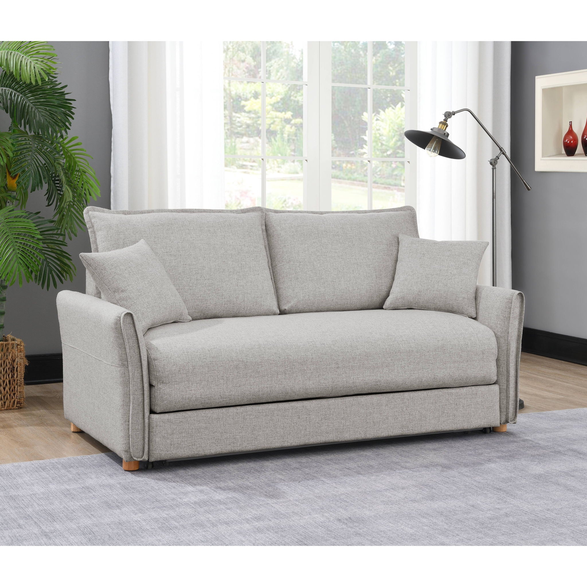 Oren - Chenille Sleeper Sectional Sofa With Storage 2 Toss Pillows - Gray - Image 3