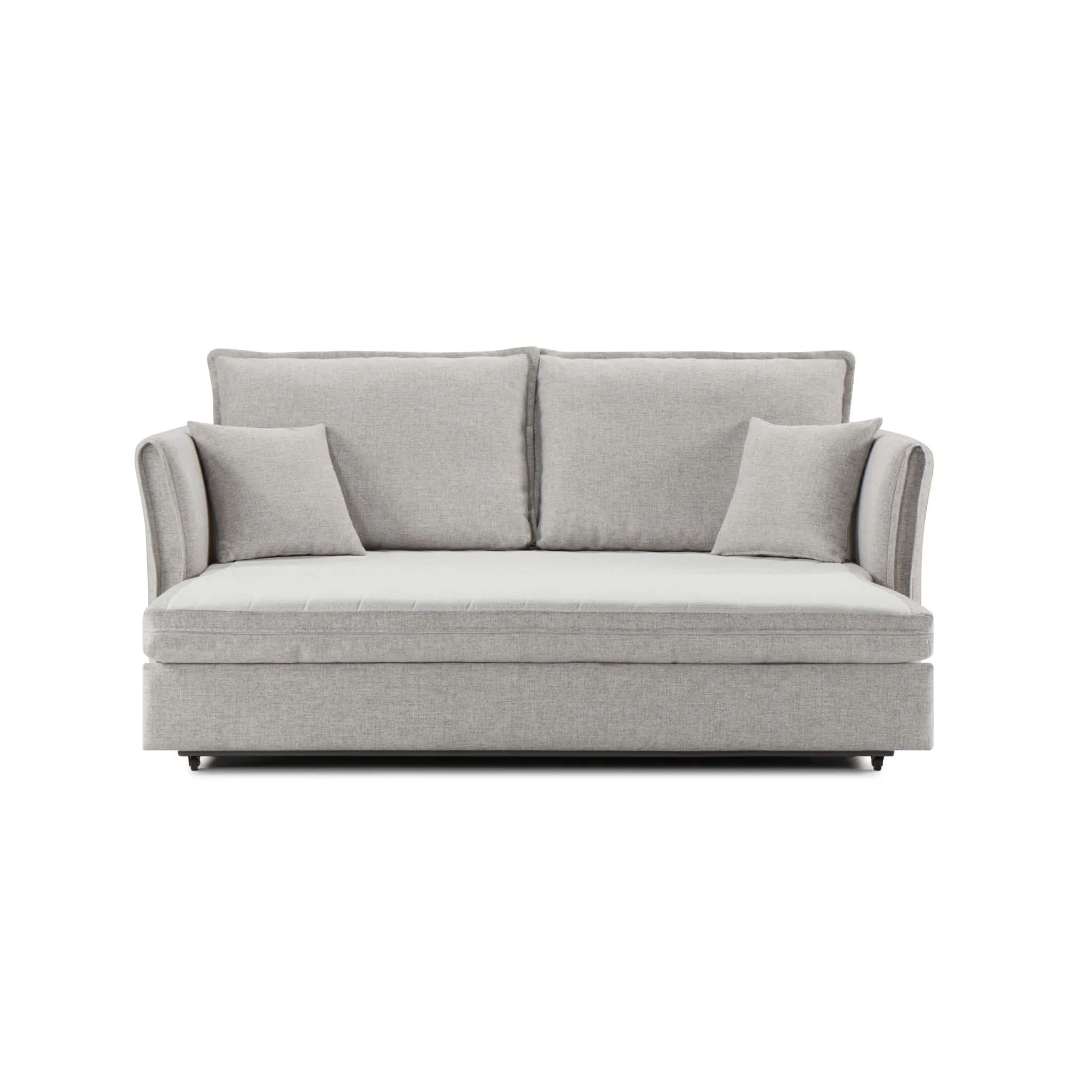 Oren - Chenille Sleeper Sectional Sofa With Storage 2 Toss Pillows - Gray - Image 4