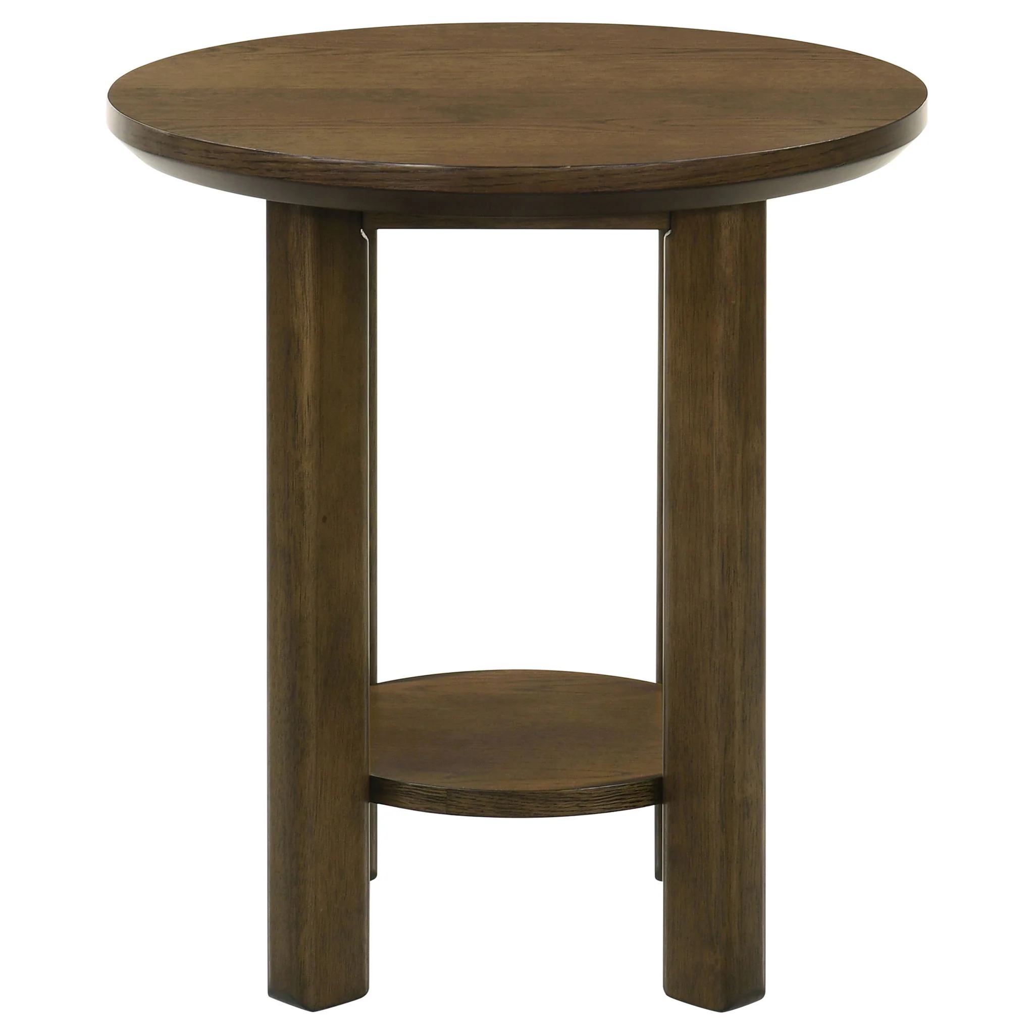 Ottowa 22-Inch Round Wood Side End Table with Shelf Brown - Image 4