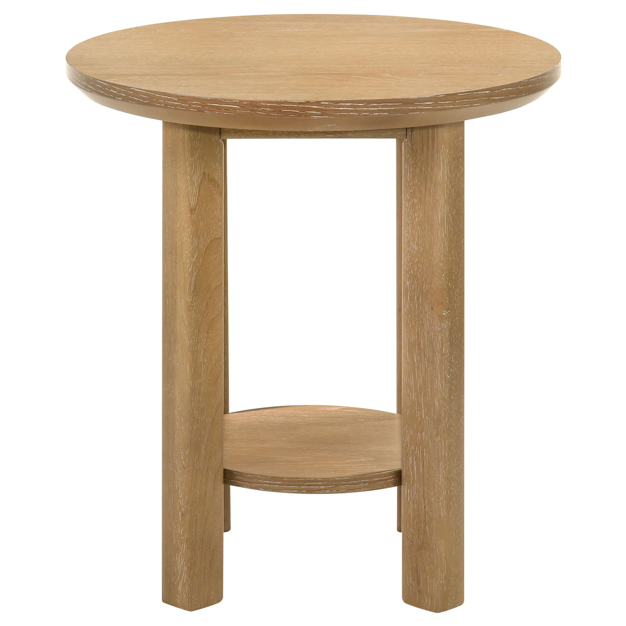 Ottowa Round Wood Side End Table with Shelf Light Oak - Image 4