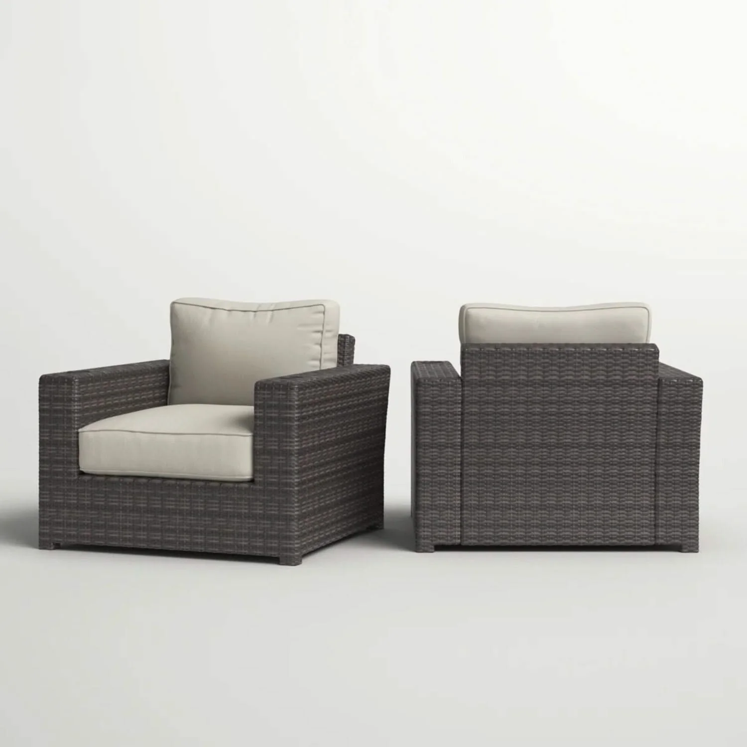 Outdoor Armchairs With Cushions (Set of 2) - Espresso / Gray - Image 4