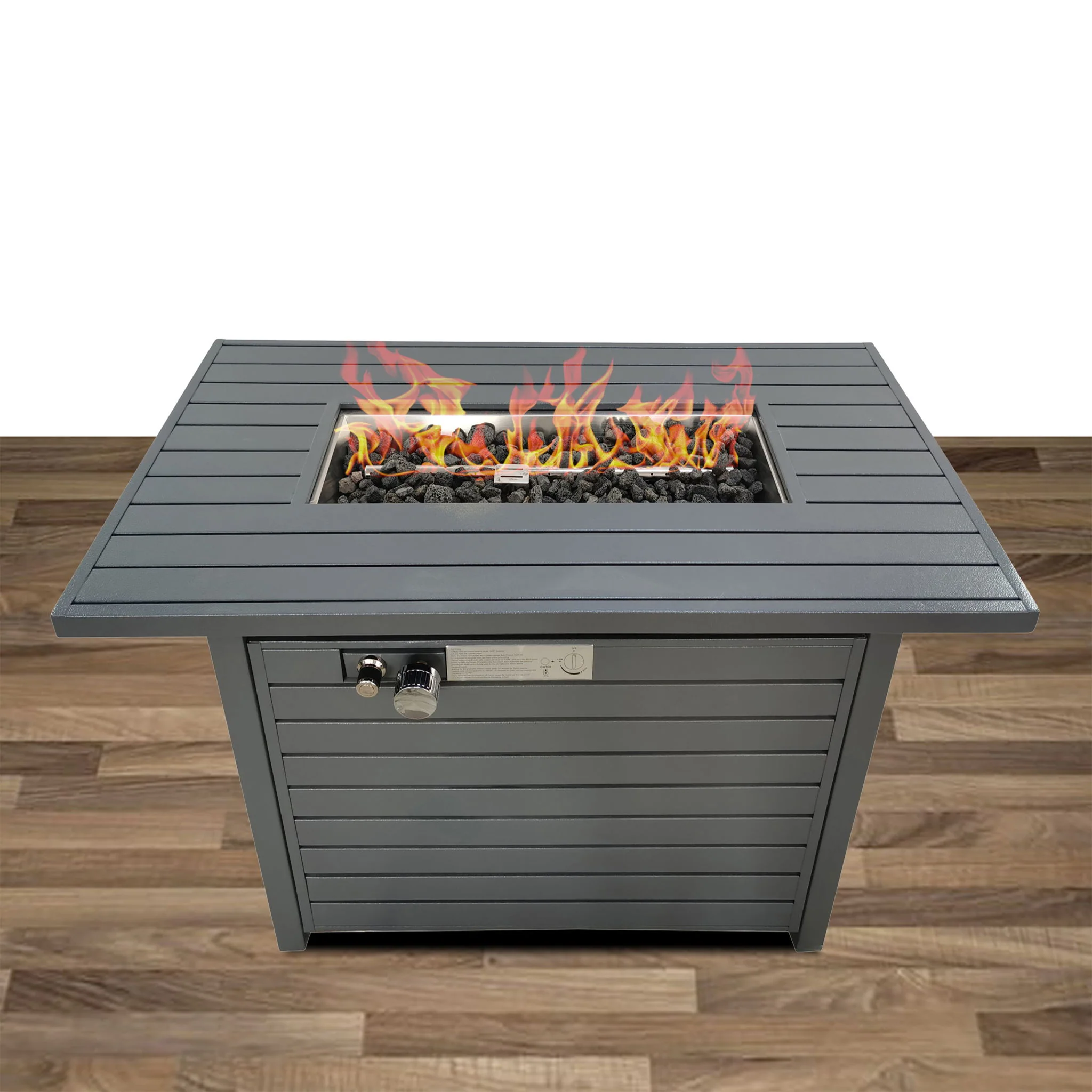 Outdoor Fire Pit Table With Lid, Durable Construction - Gray - Image 2