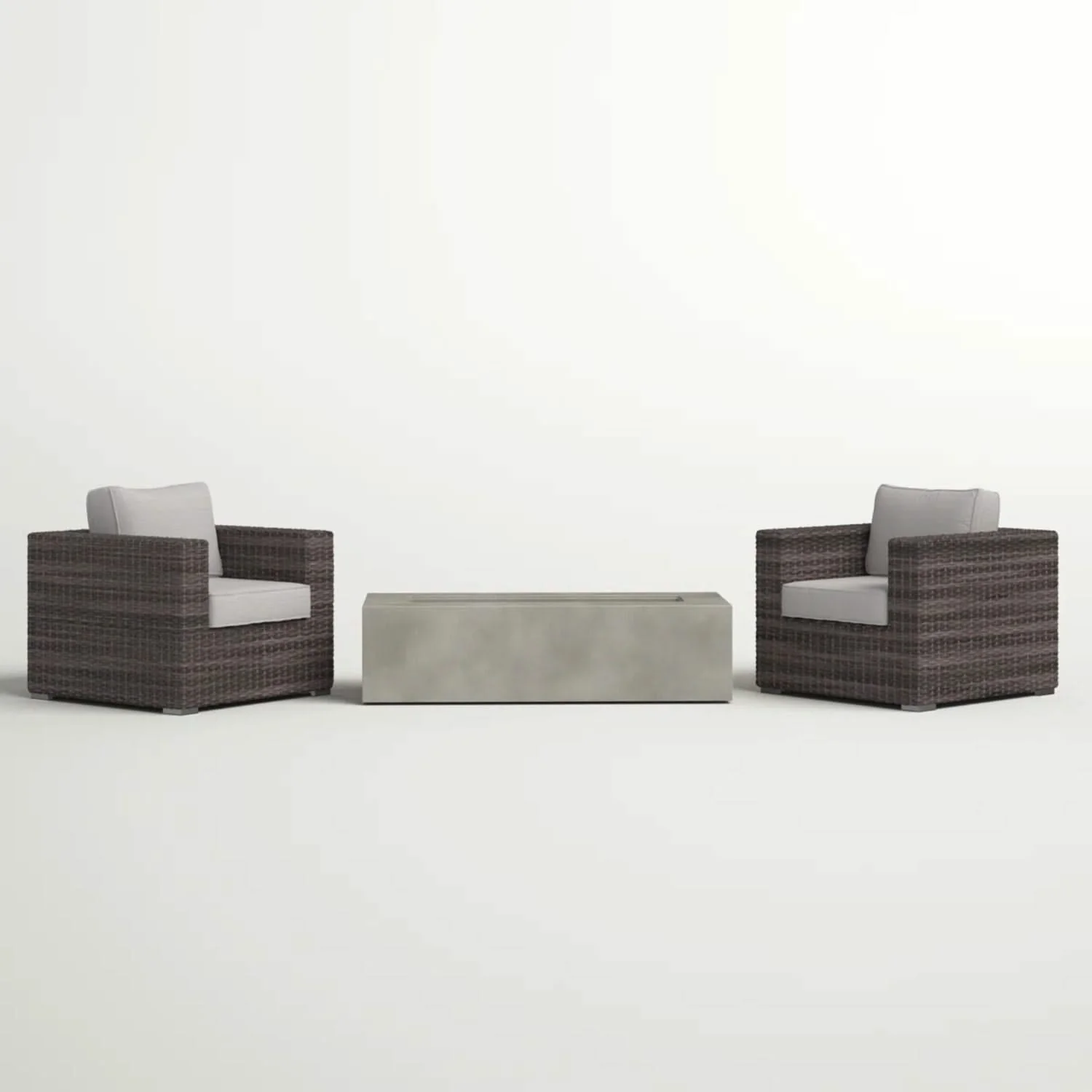 Outdoor Rattan Wicker Seating Set With Cushions 2 Person Patio Furniture - Espresso / Gray