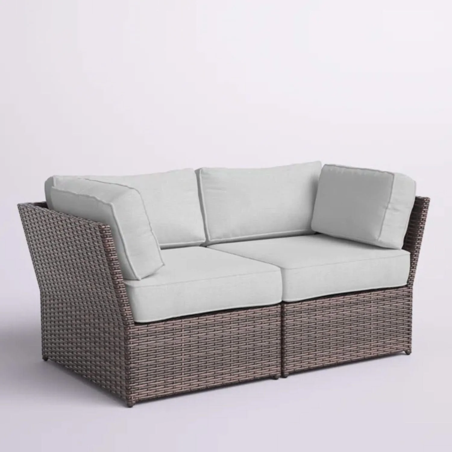 Outdoor Wicker Loveseat With Cushions Patio Seating Wicker - Brown - Image 2