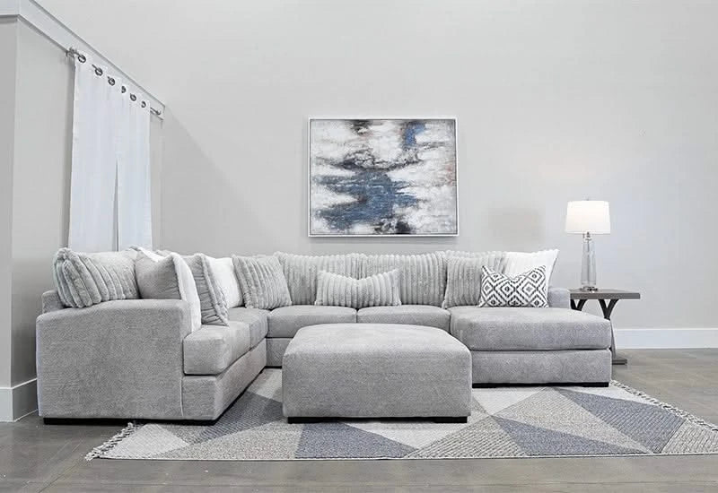 Owen Mondo Silver Modern 3PC Sectional with Accent Pillows - Image 2