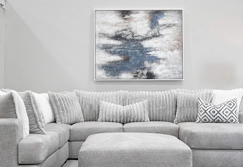 Owen Mondo Silver Modern 3PC Sectional with Accent Pillows - Image 3