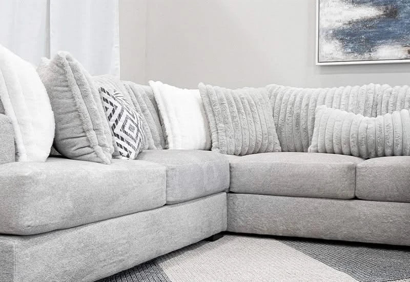 Owen Mondo Silver Modern 3PC Sectional with Accent Pillows - Image 4