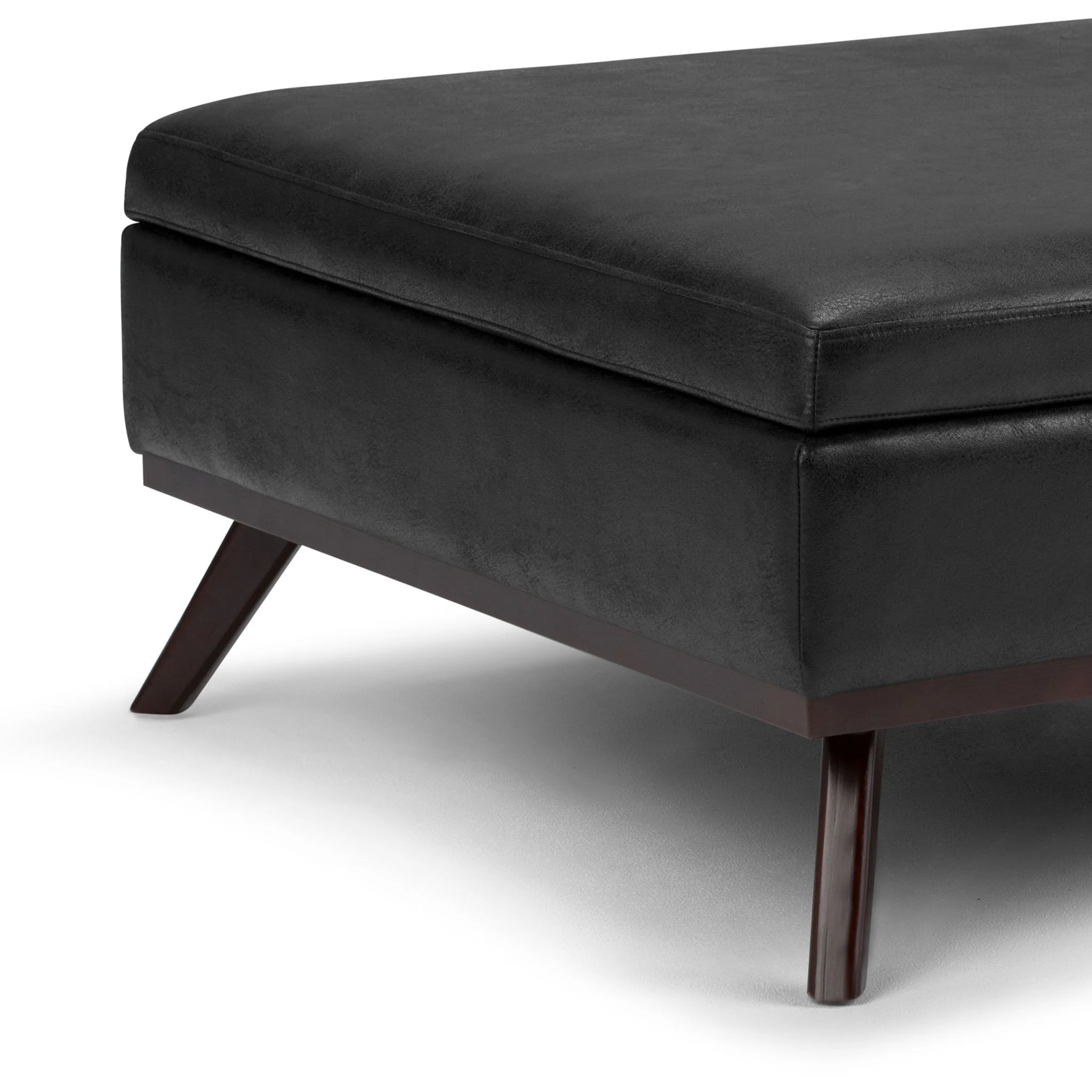 Owen - Square Coffee Table Storage Ottoman - Distressed Black - Image 4