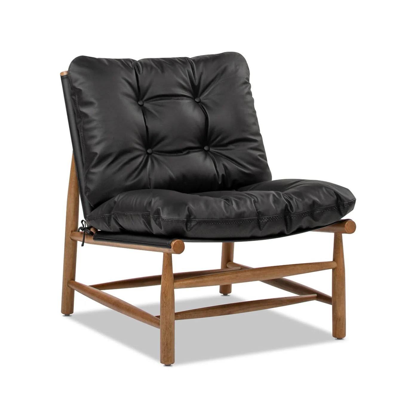 Oxford Leather Mid-Century Modern Accent Chair - Noir Black - Image 4