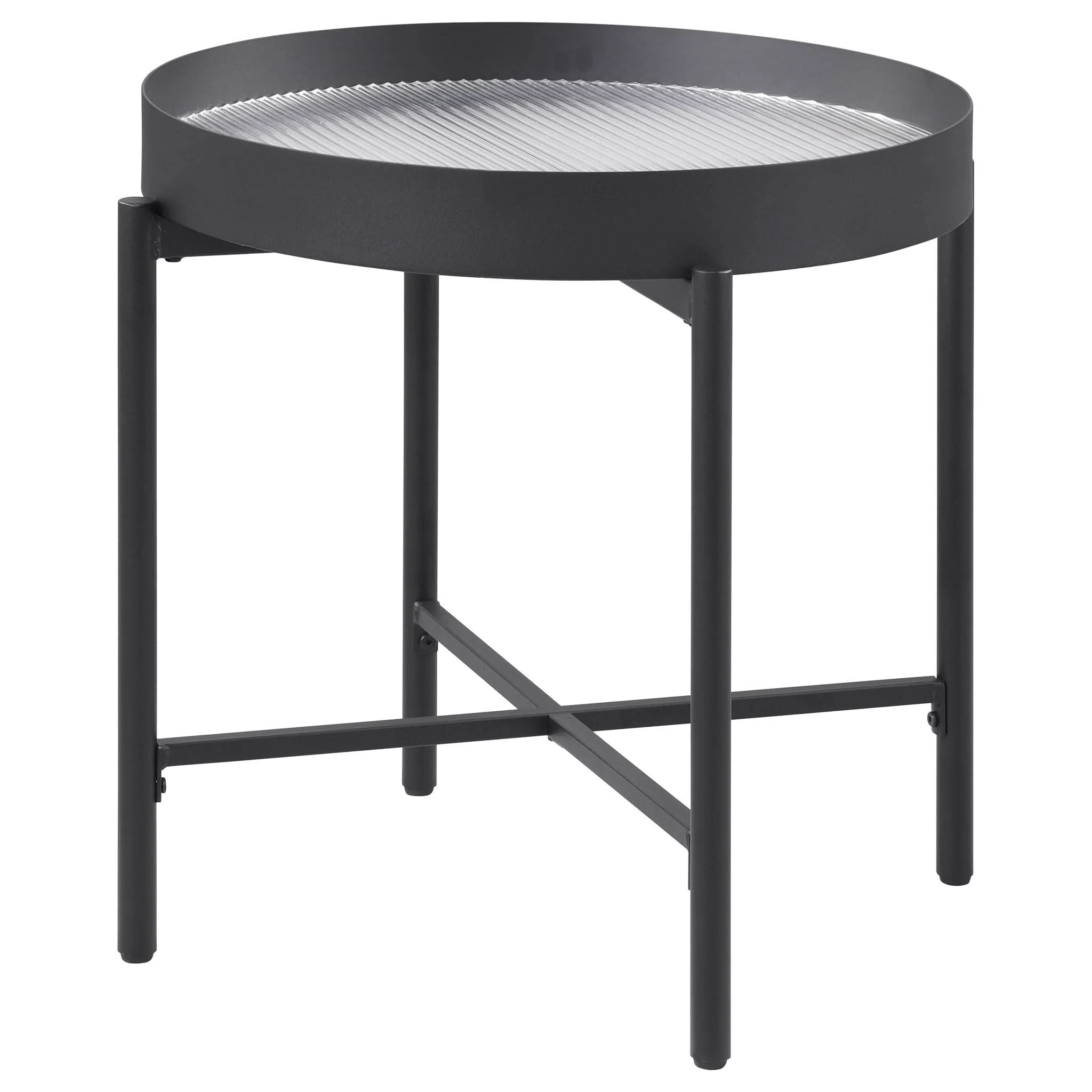 Ozella Round End Side Table with Recessed Top Sandy Black - Image 2