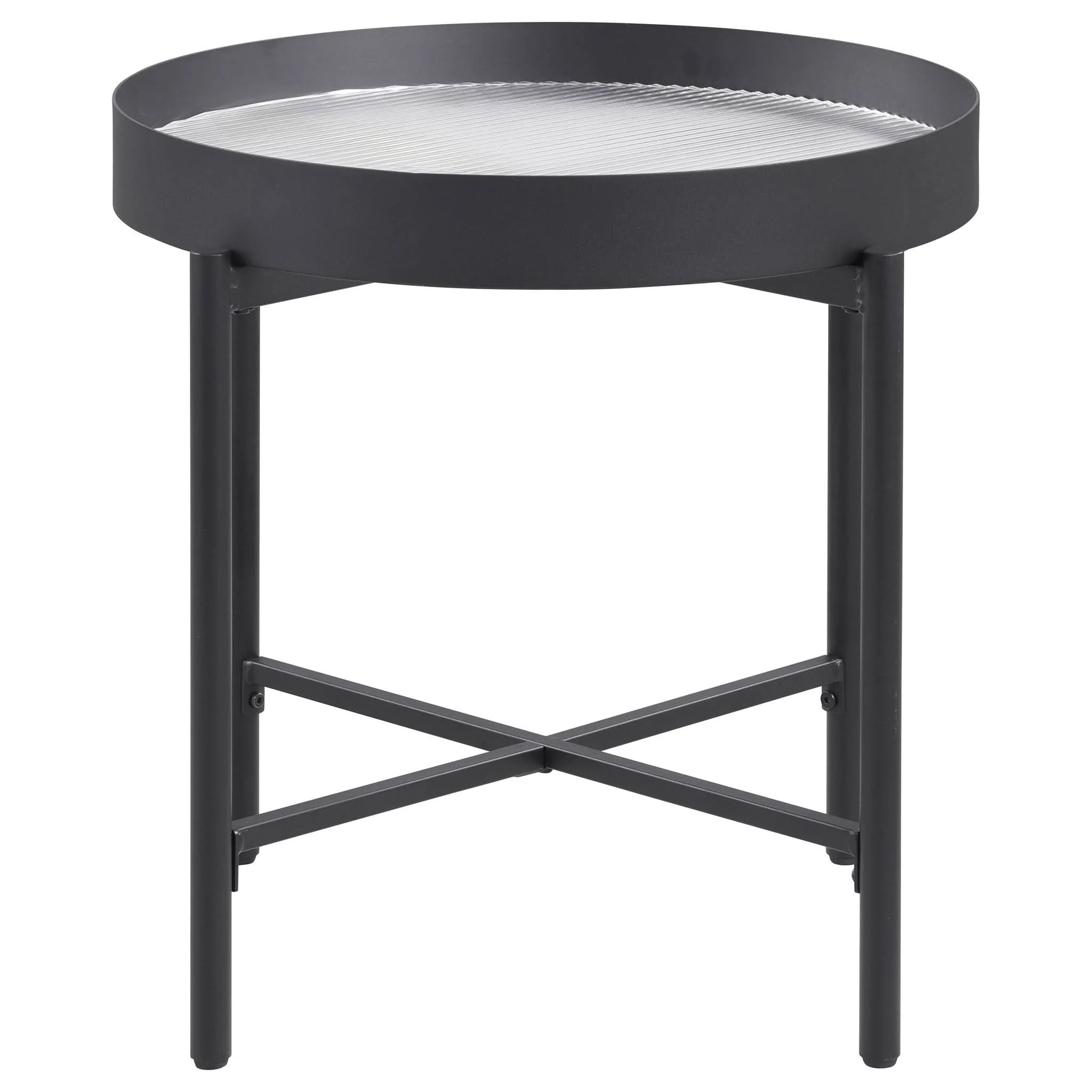 Ozella Round End Side Table with Recessed Top Sandy Black - Image 4