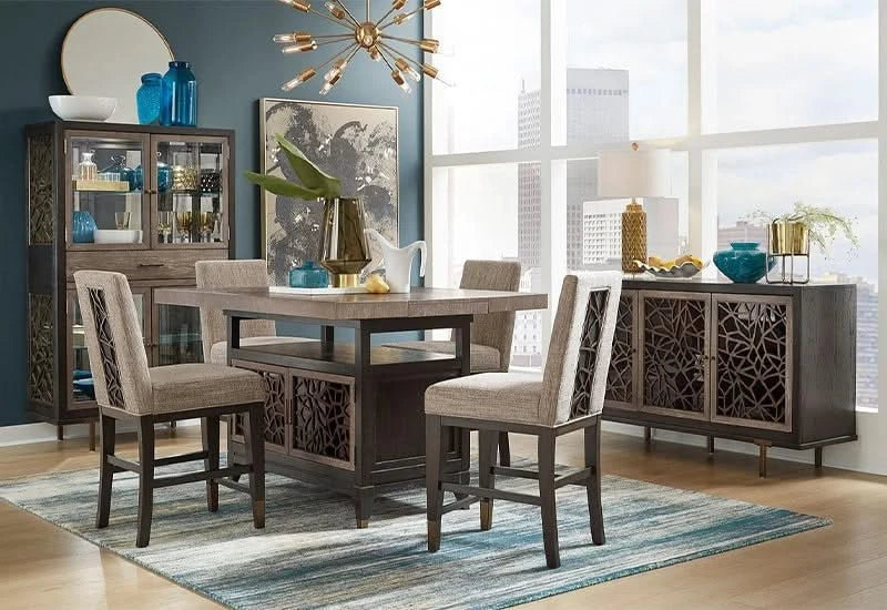 Paladium Counter Table with Butterfly Leaf & Decorative Storage - Image 5