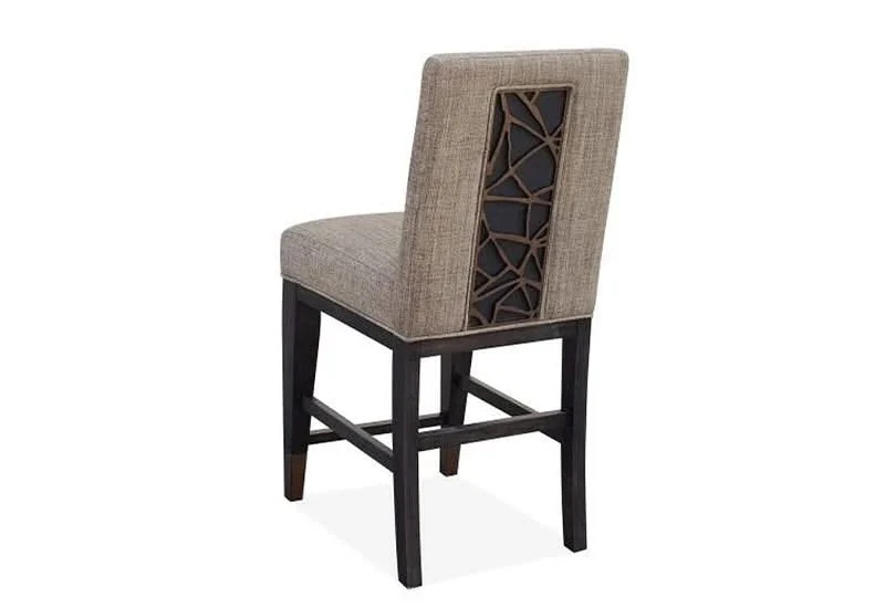 Paladium Grey Counter Stool with Upholstered Seat & Metal Accents - Image 2