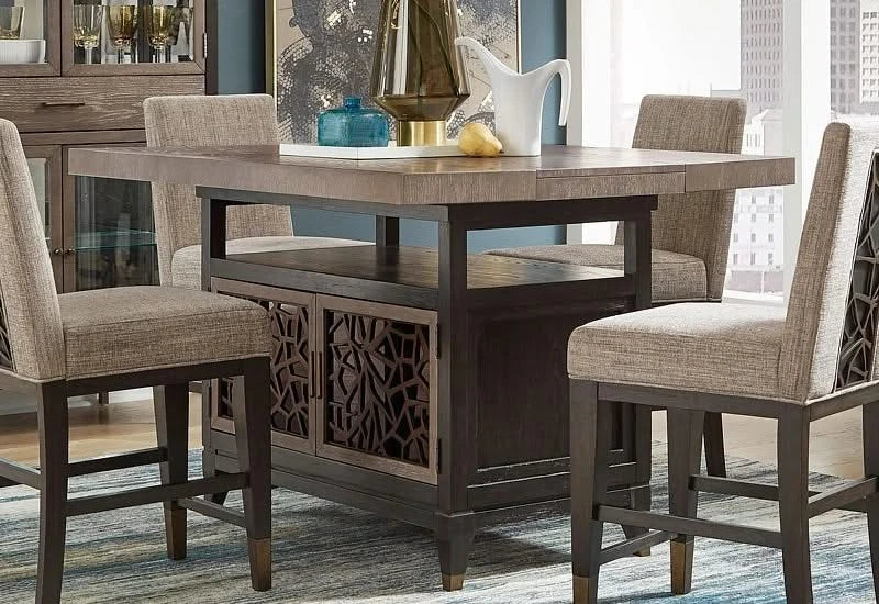 Paladium Grey Counter Stool with Upholstered Seat & Metal Accents - Image 4