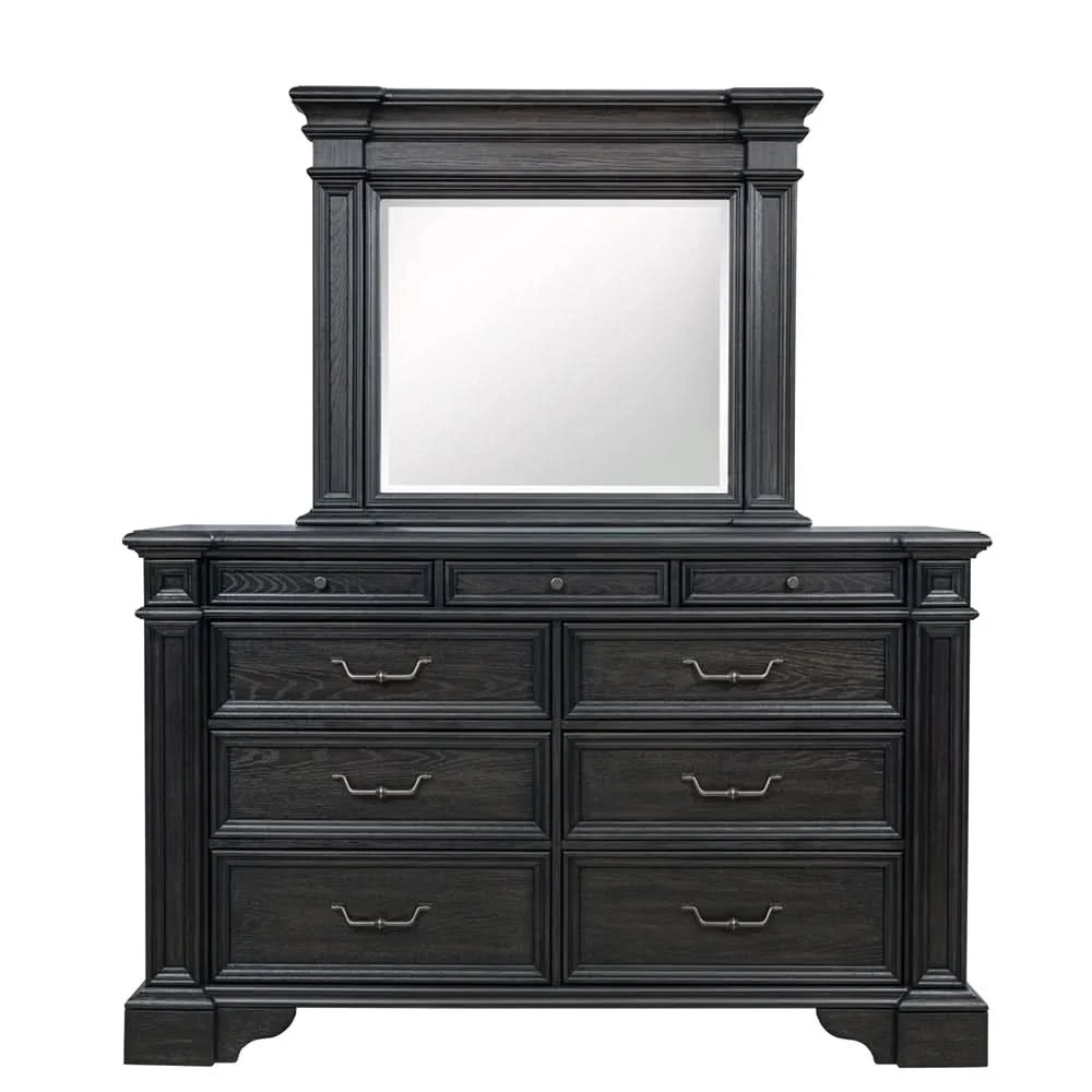 Palisade Brown Contemporary 5PC Bedroom Set with Bed (Headboard, Footboard, Rails), Dresser and Mirror - Image 6