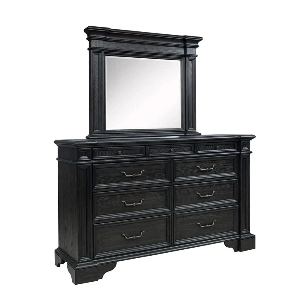 Palisade Brown Contemporary 5PC Bedroom Set with Bed (Headboard, Footboard, Rails), Dresser and Mirror - Image 7