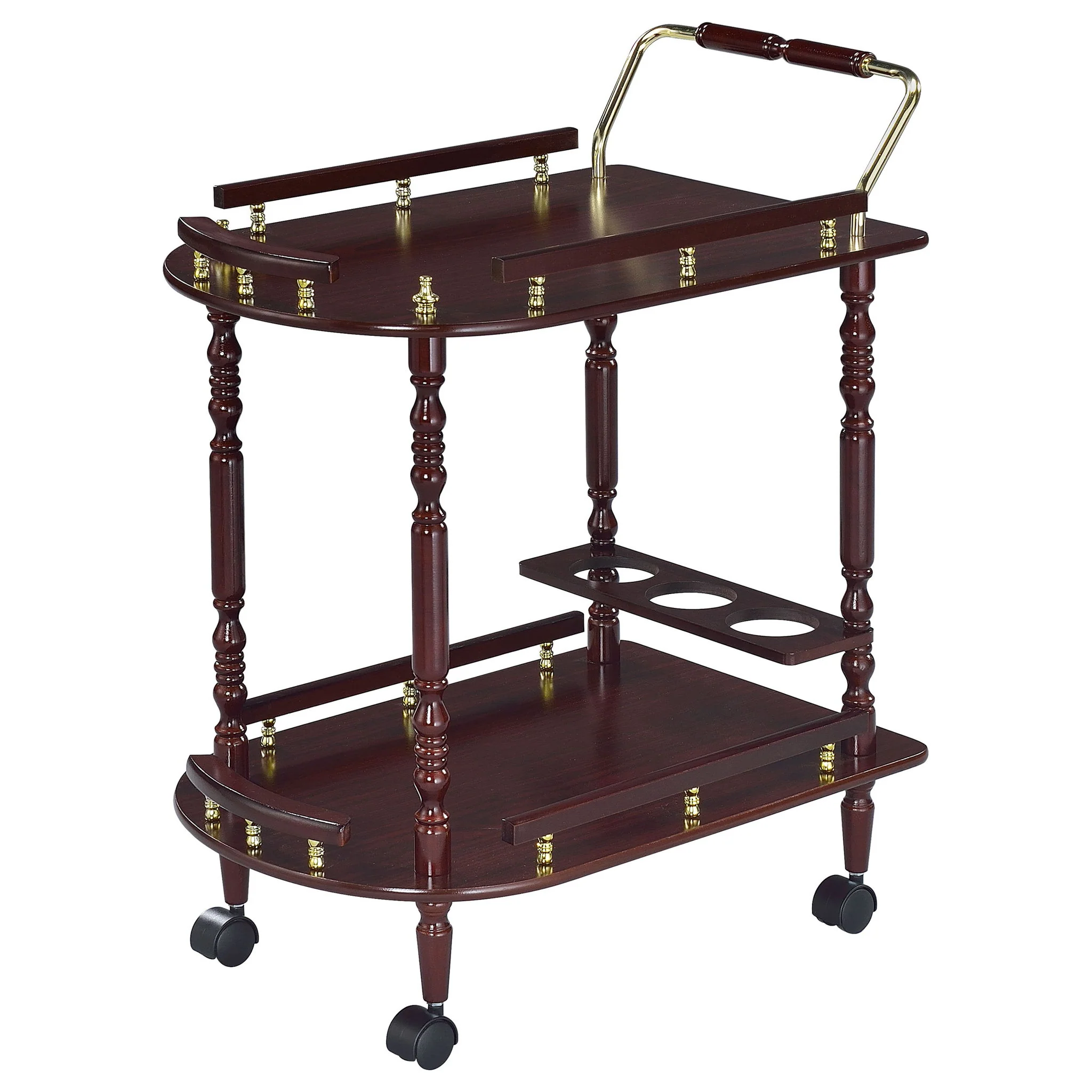 Palmer 2-tier Rectangular Wood Bar Cart Merlot - Image 2