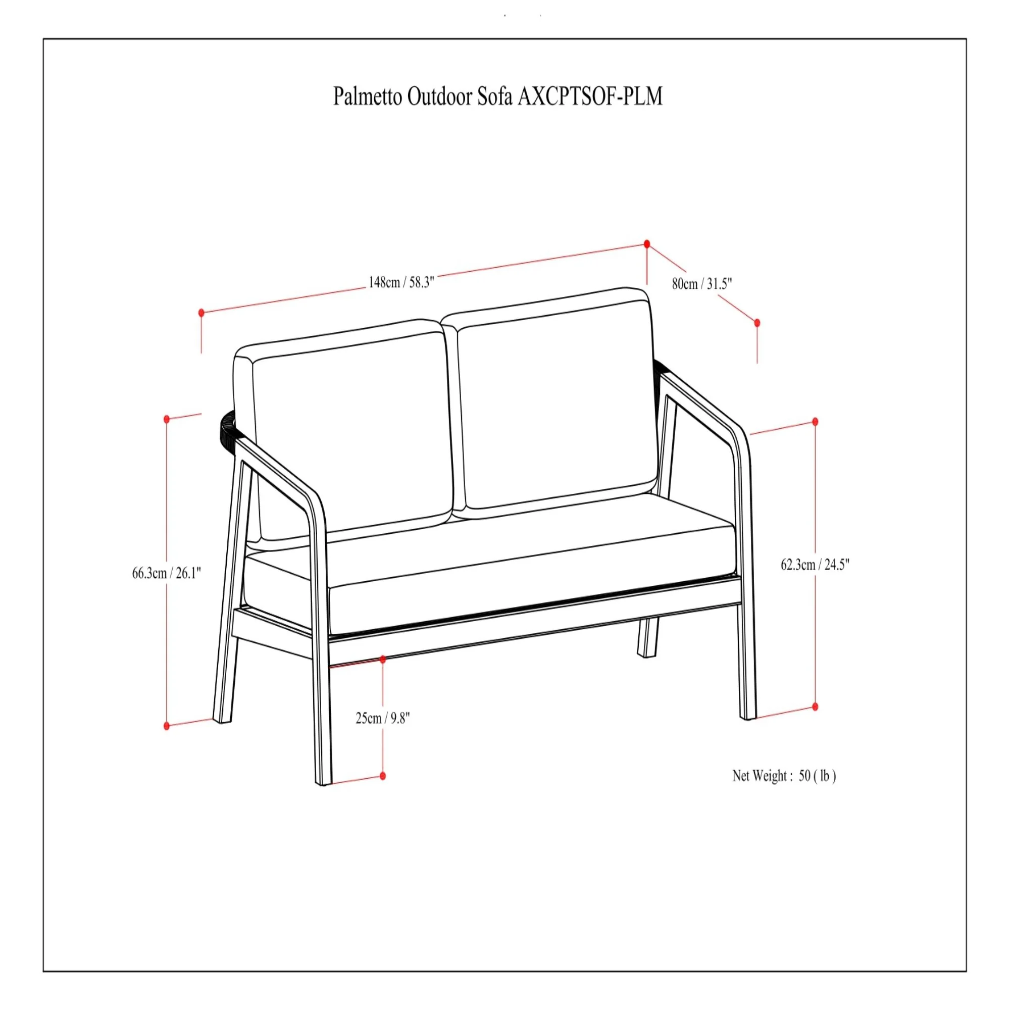 Palmetto - Outdoor Sofa - Stone Gray - Image 2