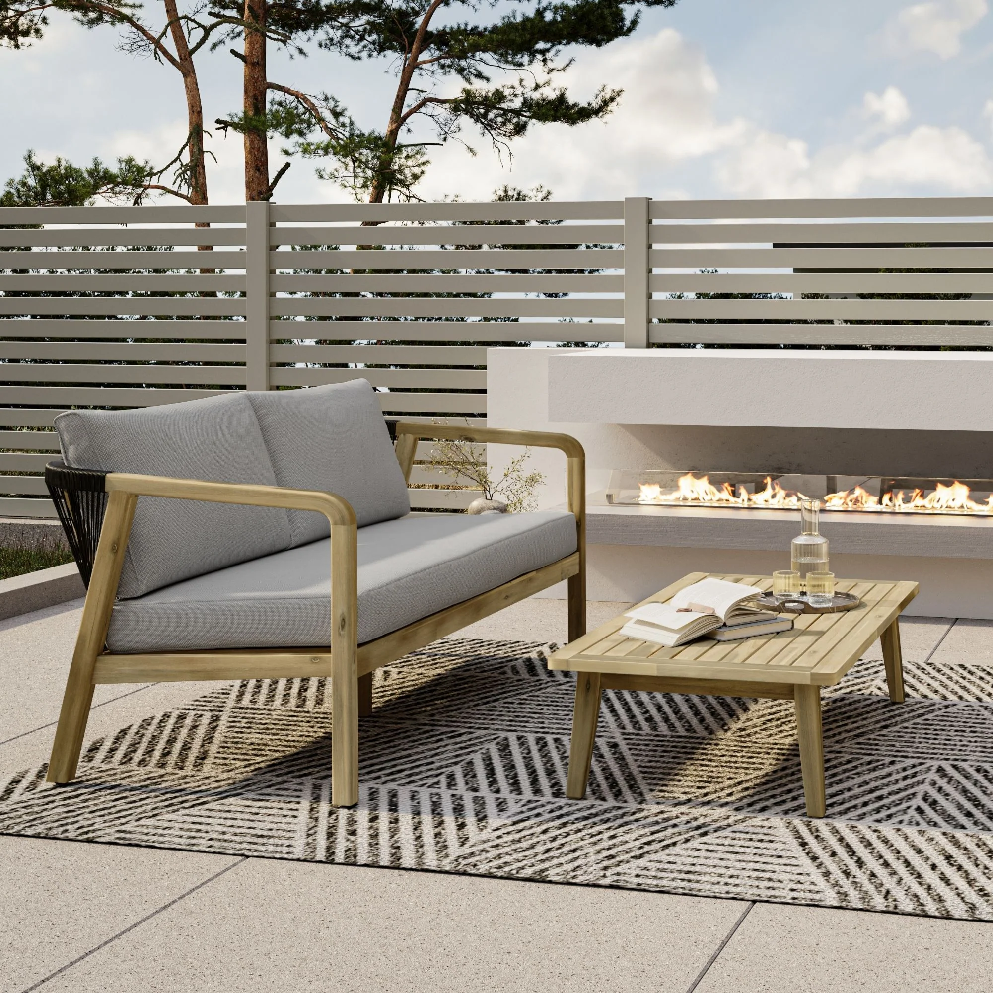 Palmetto - Outdoor Sofa - Stone Gray - Image 3