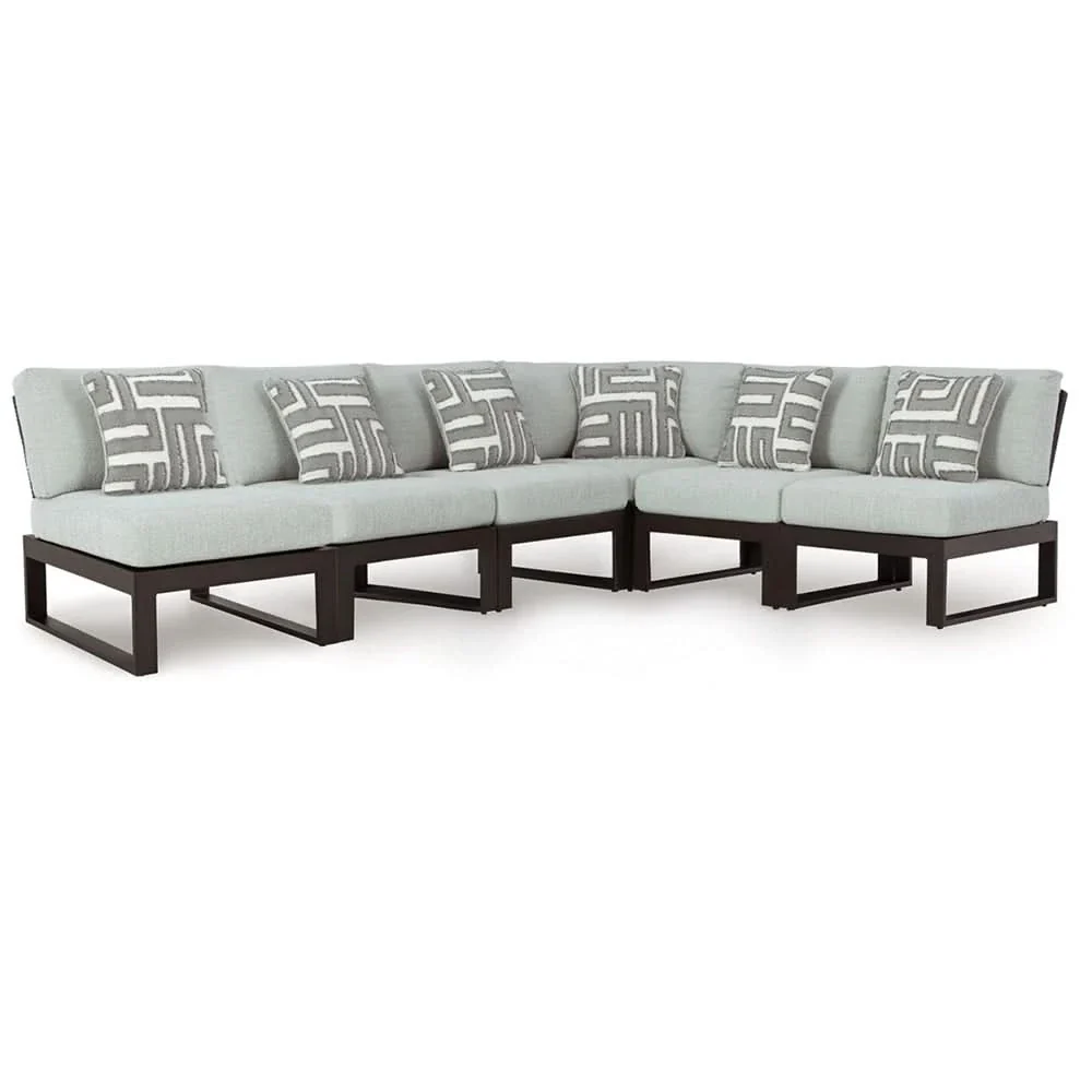 Paloma Black Outdoor 6-Piece Sectional with Cocktail Table and Nuvella+ Fabric - Image 3