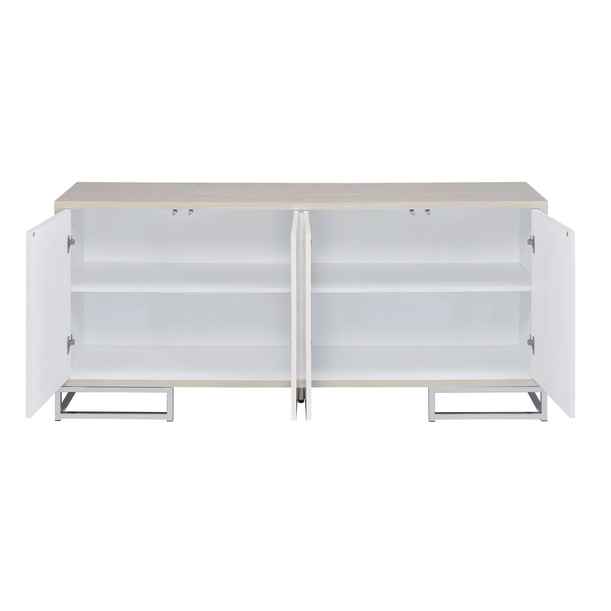 Panos - Console Cabinet - White Marcle / Chrome - Image 4