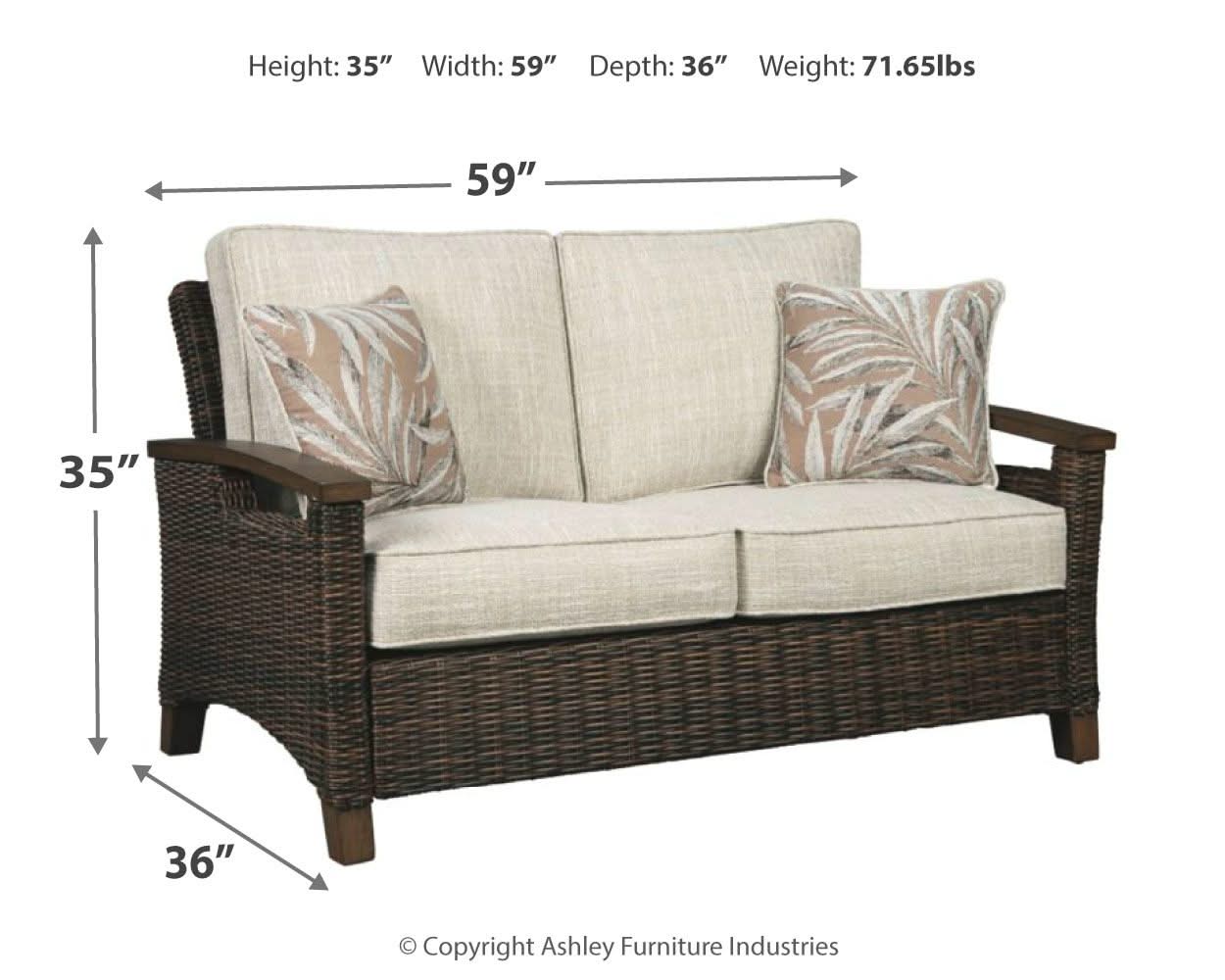 Paradise Trail - Loveseat w/Cushion - Medium Brown - Image 2