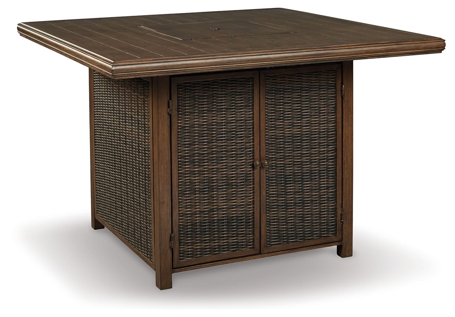 Paradise Trail - Square Bar Table w/Fire Pit - Medium Brown - Image 2