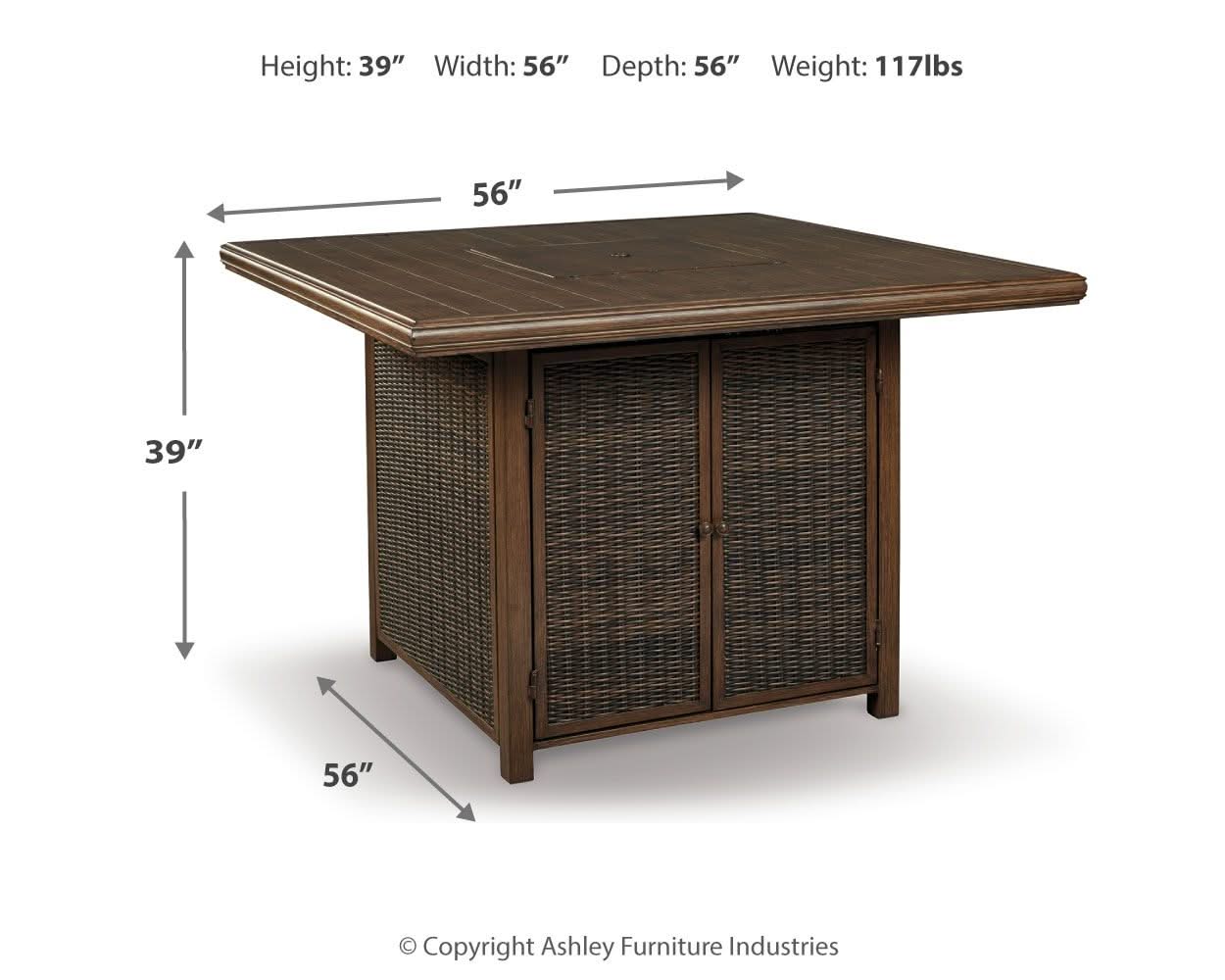Paradise Trail - Square Bar Table w/Fire Pit - Medium Brown - Image 3