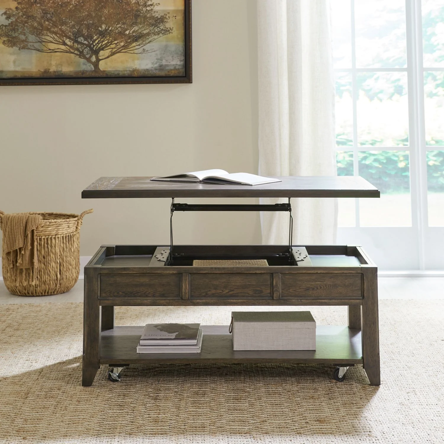 Paradise Valley - Lift Top Cocktail Table - Saddle Brown - Image 2