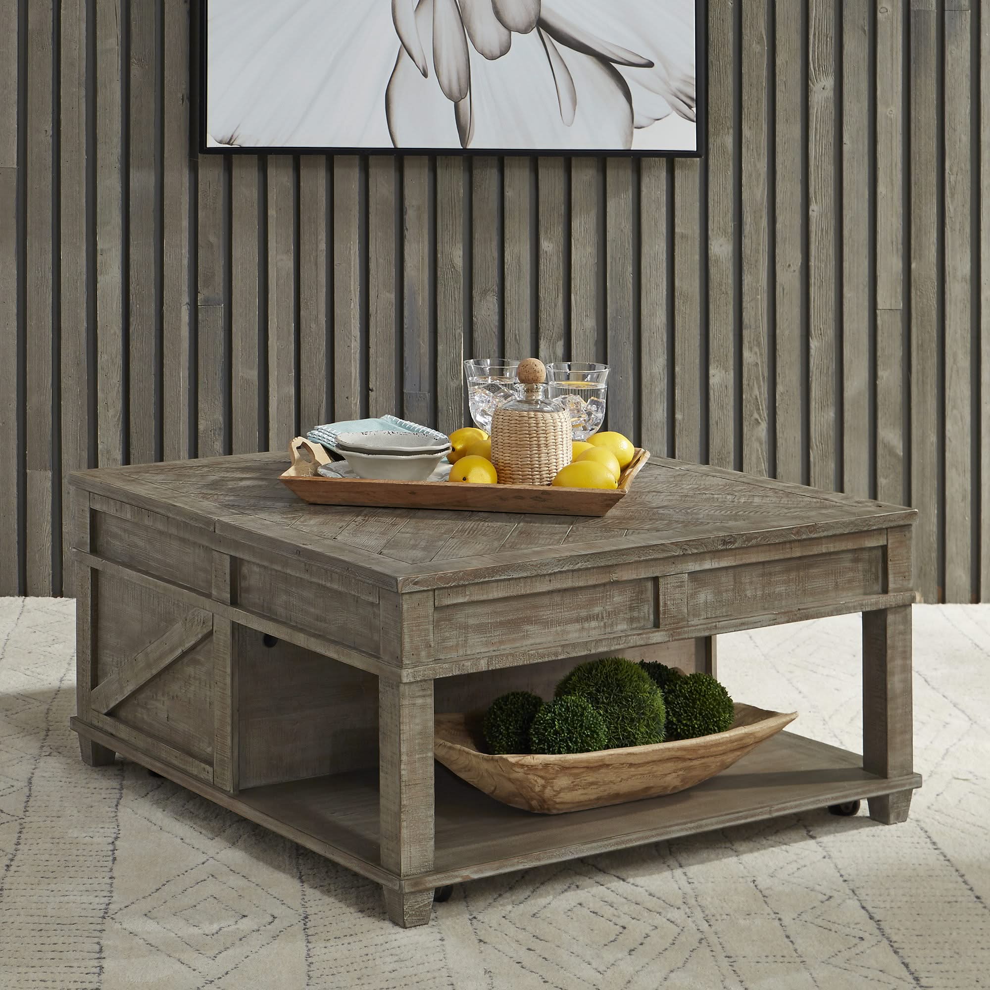 Parkland Falls - Square Lift Top Cocktail Table - Weathered Taupe - Image 2
