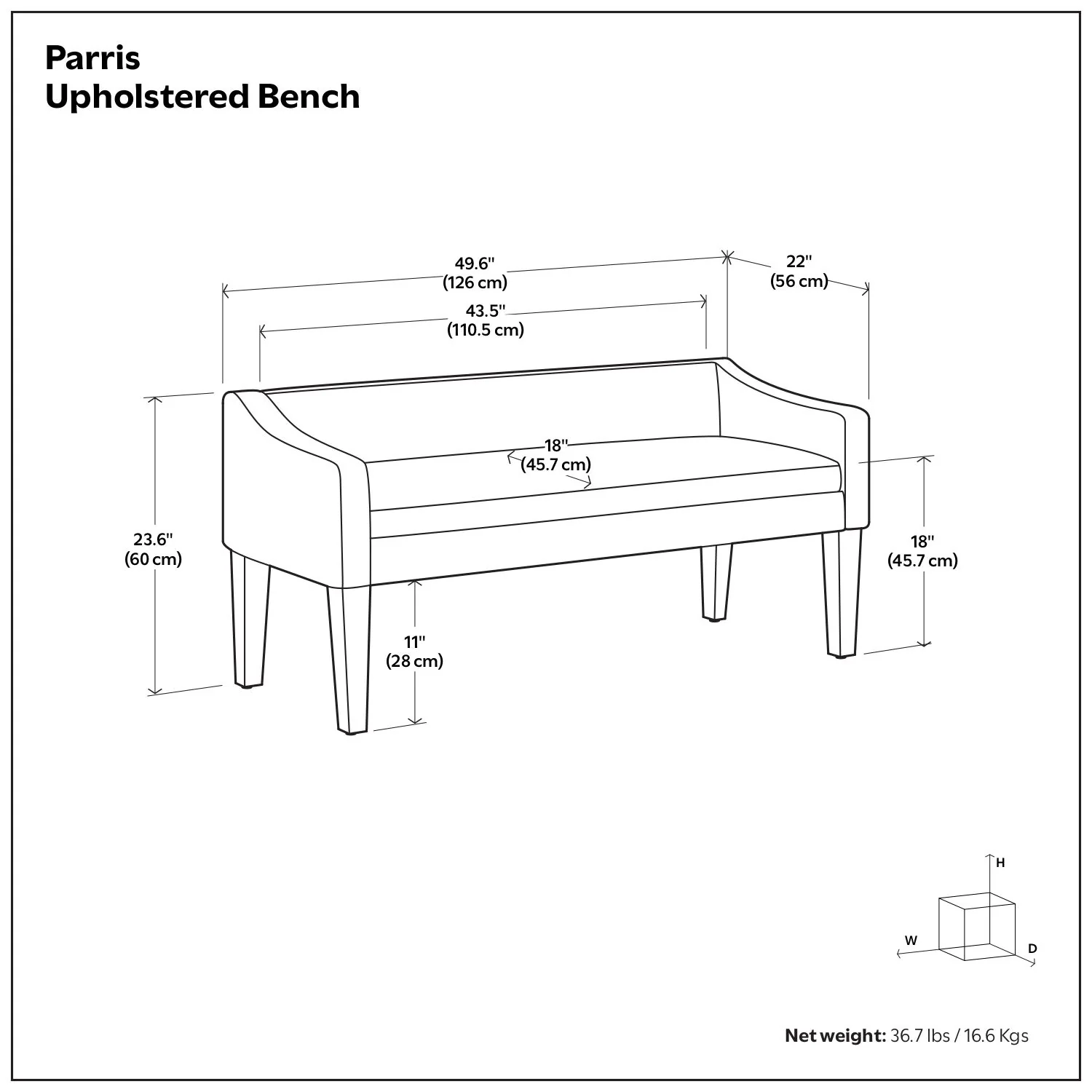 Parris - Contemporary Upholstered Bench - Image 4