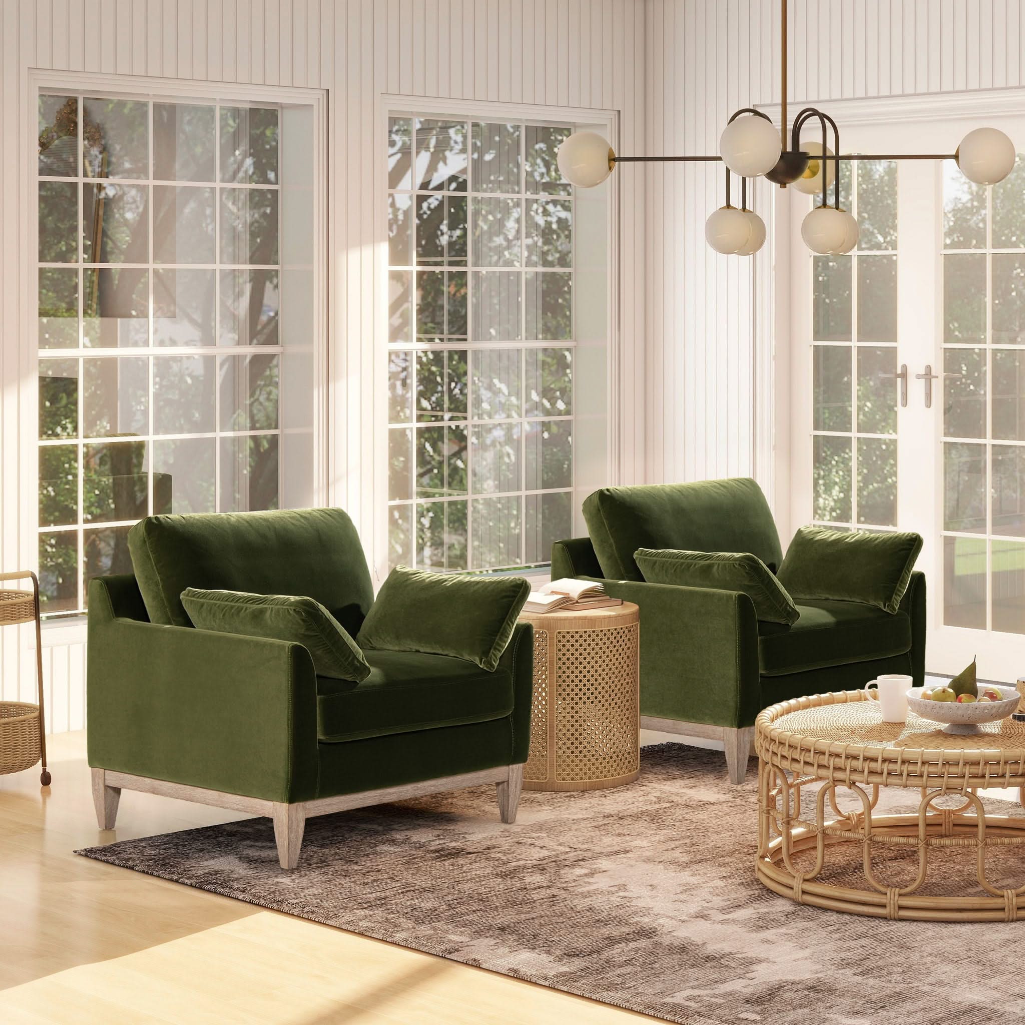 Pasadena - Wide Modern Farmhouse Accent Arm Chair - Olive Green - Image 2