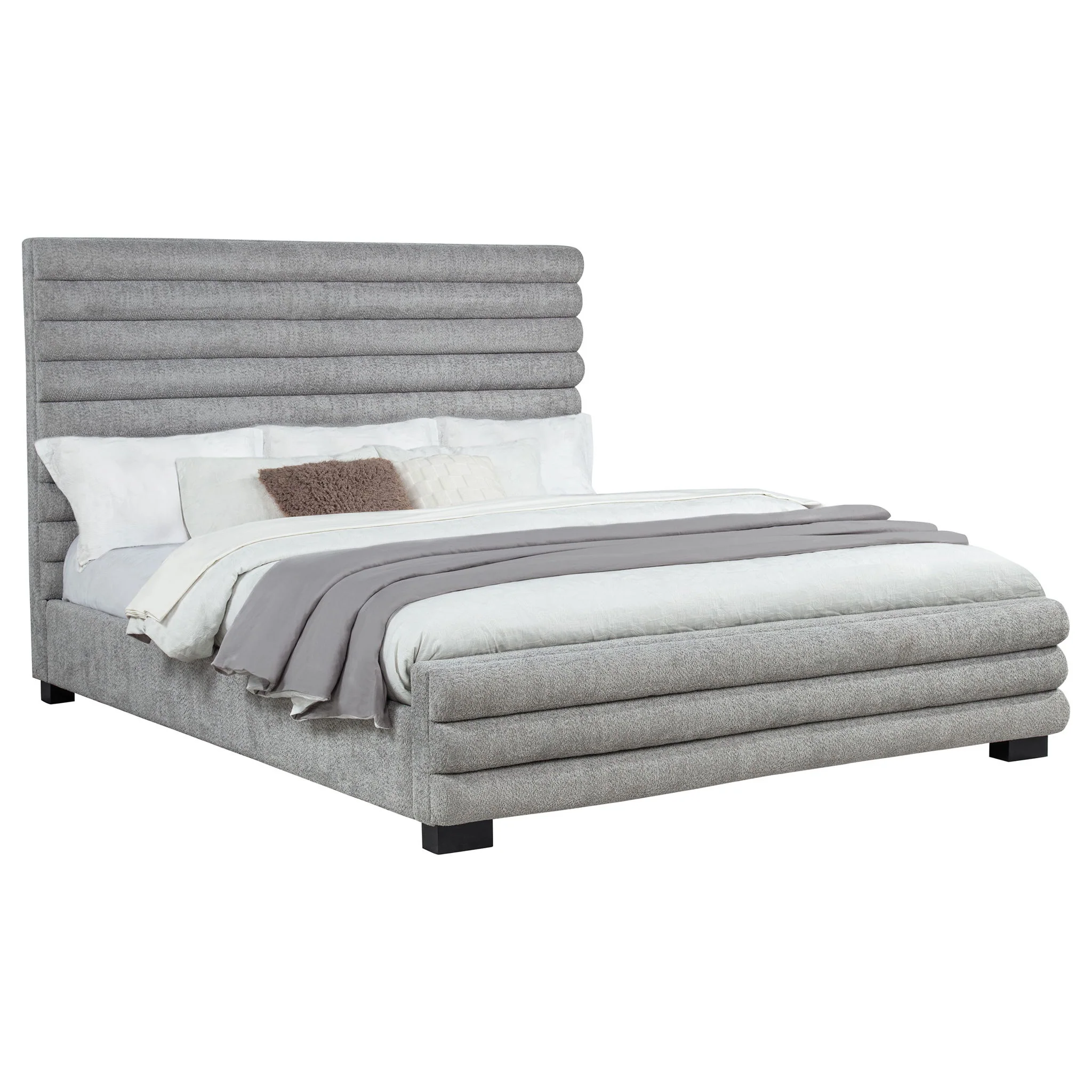 Patricia 58-inch Boucle Upholstered California King Bed Grey - Image 3