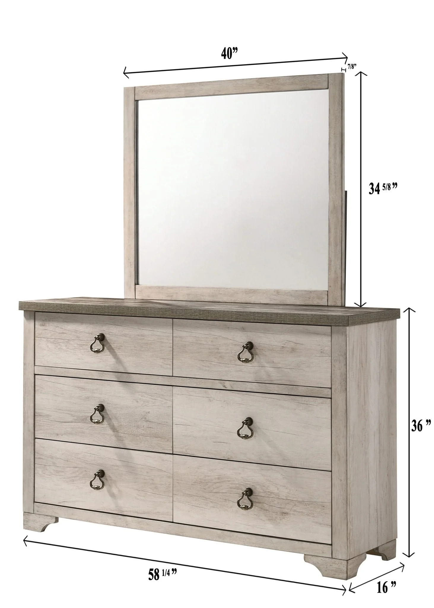 Patterson - Dresser & Mirror - Weathered White - Image 3