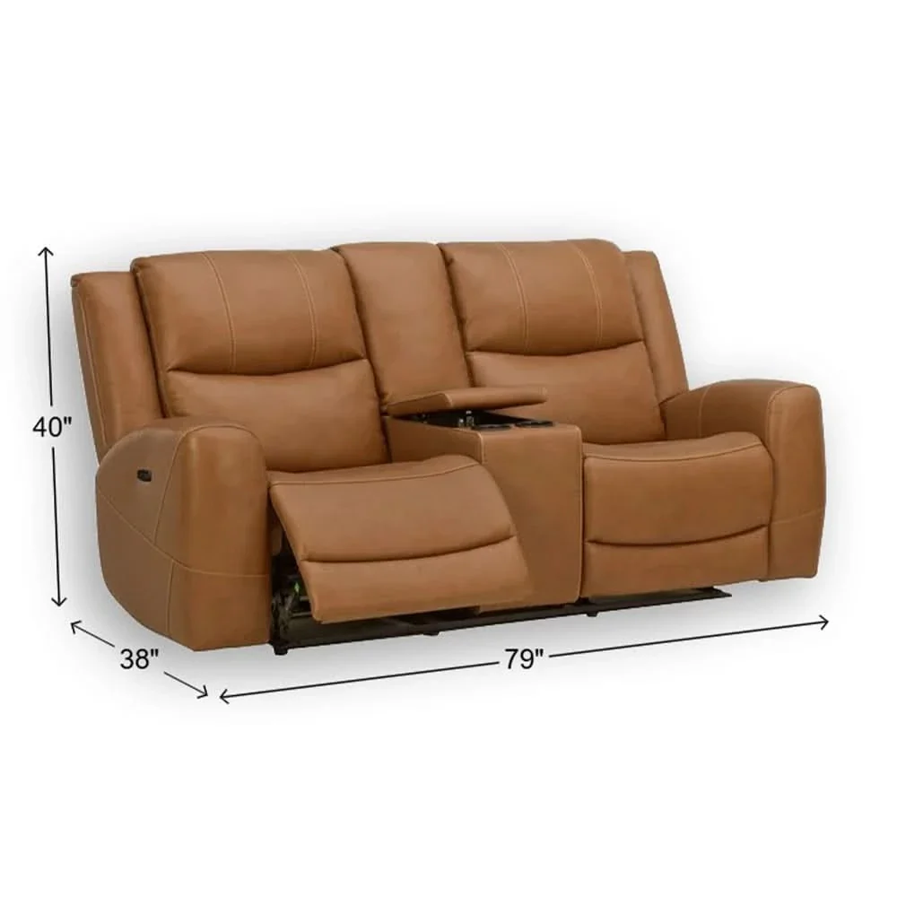 Room Package - Pauline Butternut Brown Leather Power Reclining Living Room Package with Coffee Table Set & Rug - Image 12