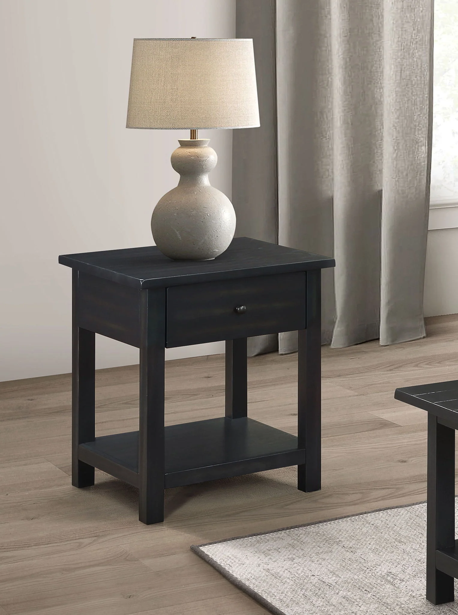 Payne 1-drawer Wood End Table with Shelf Distressed Java - Image 2